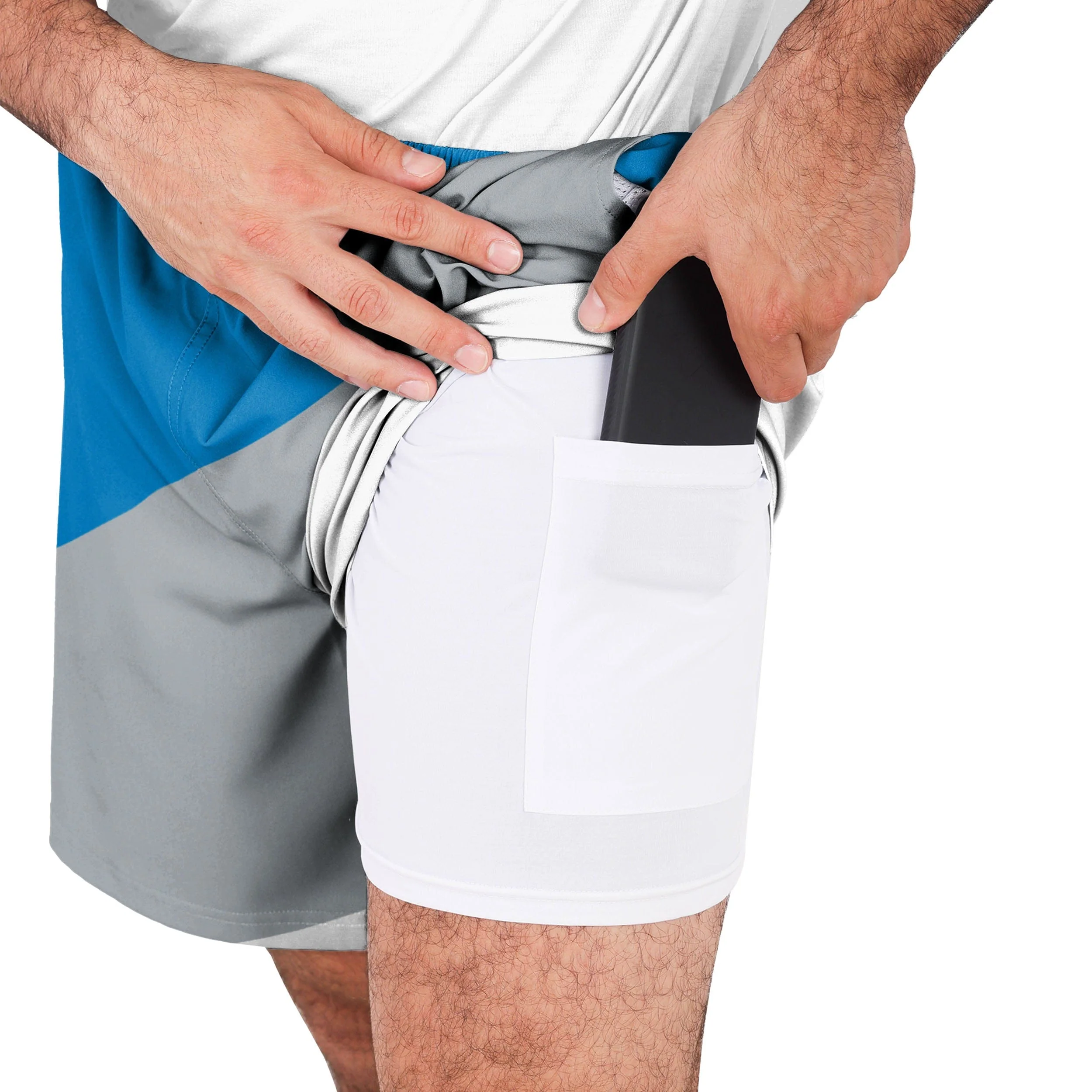 Detroit Lions NFL Mens Colorblock Double Down Liner Training Shorts - Image 5