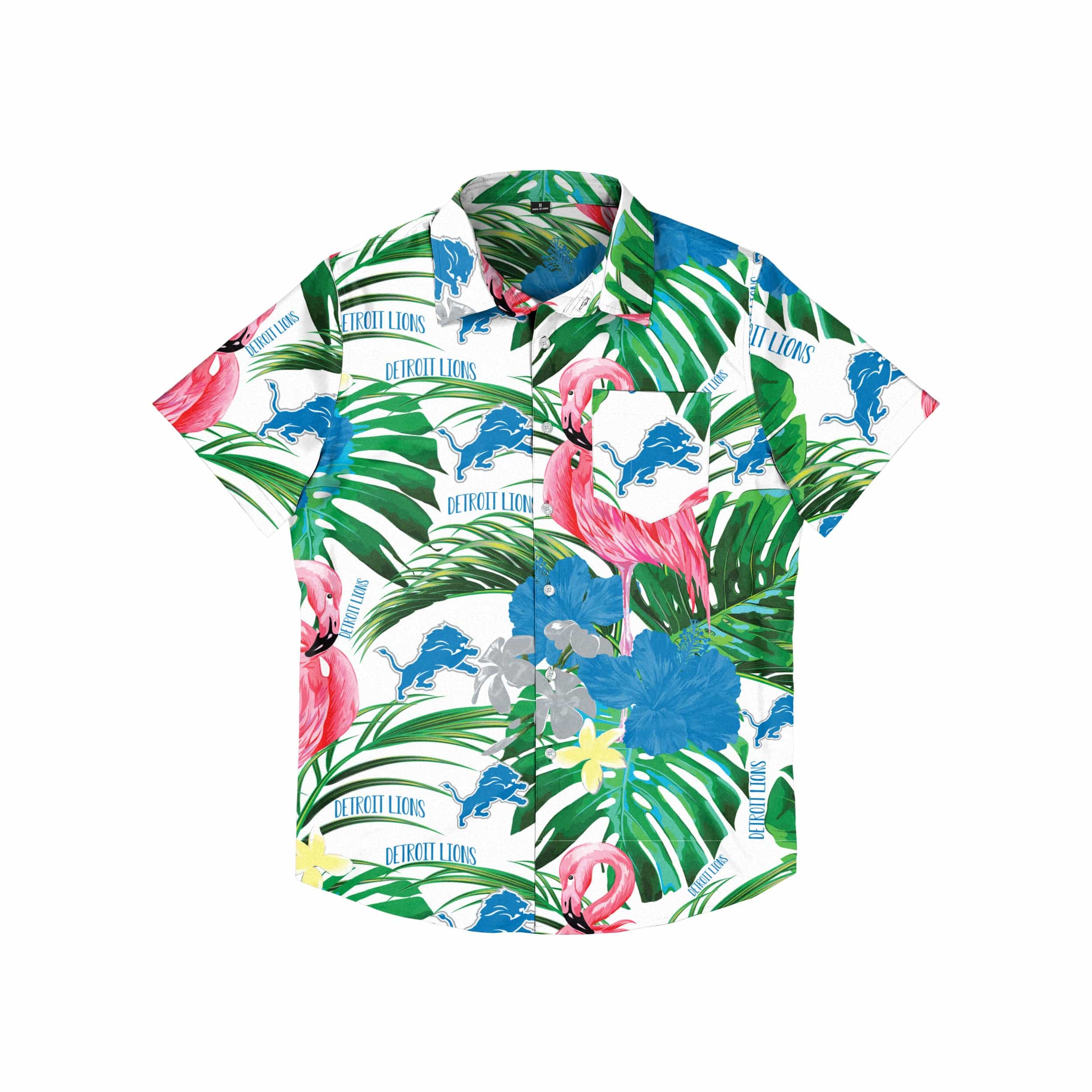 Detroit Lions NFL Mens Flamingo Button Up Shirt