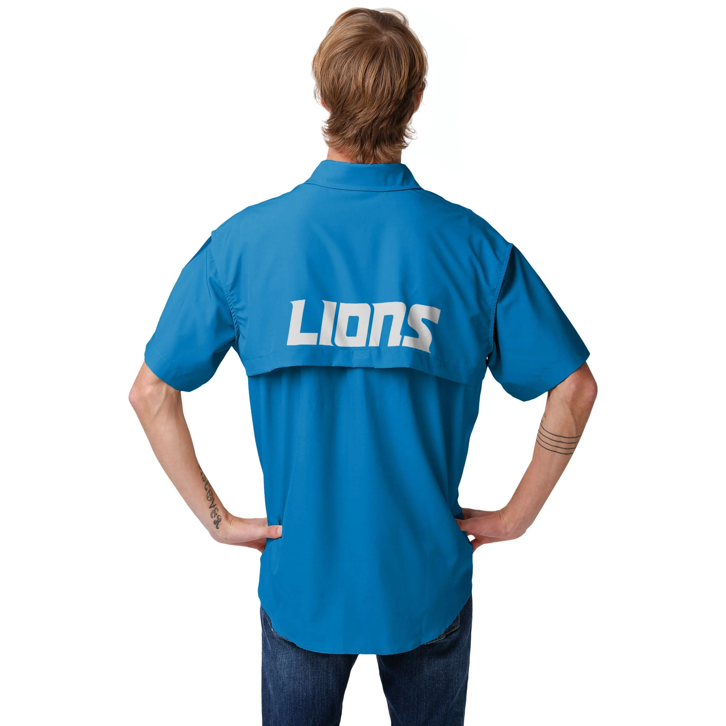 Detroit Lions NFL Mens Gone Fishing Shirt - Image 4