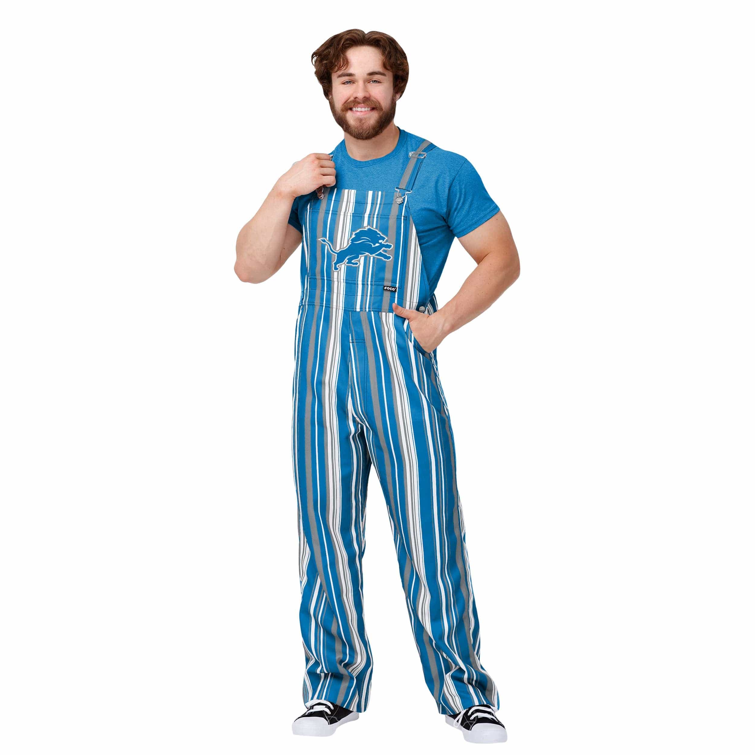 Detroit Lions NFL Mens Hyper Stripe Bib Overalls
