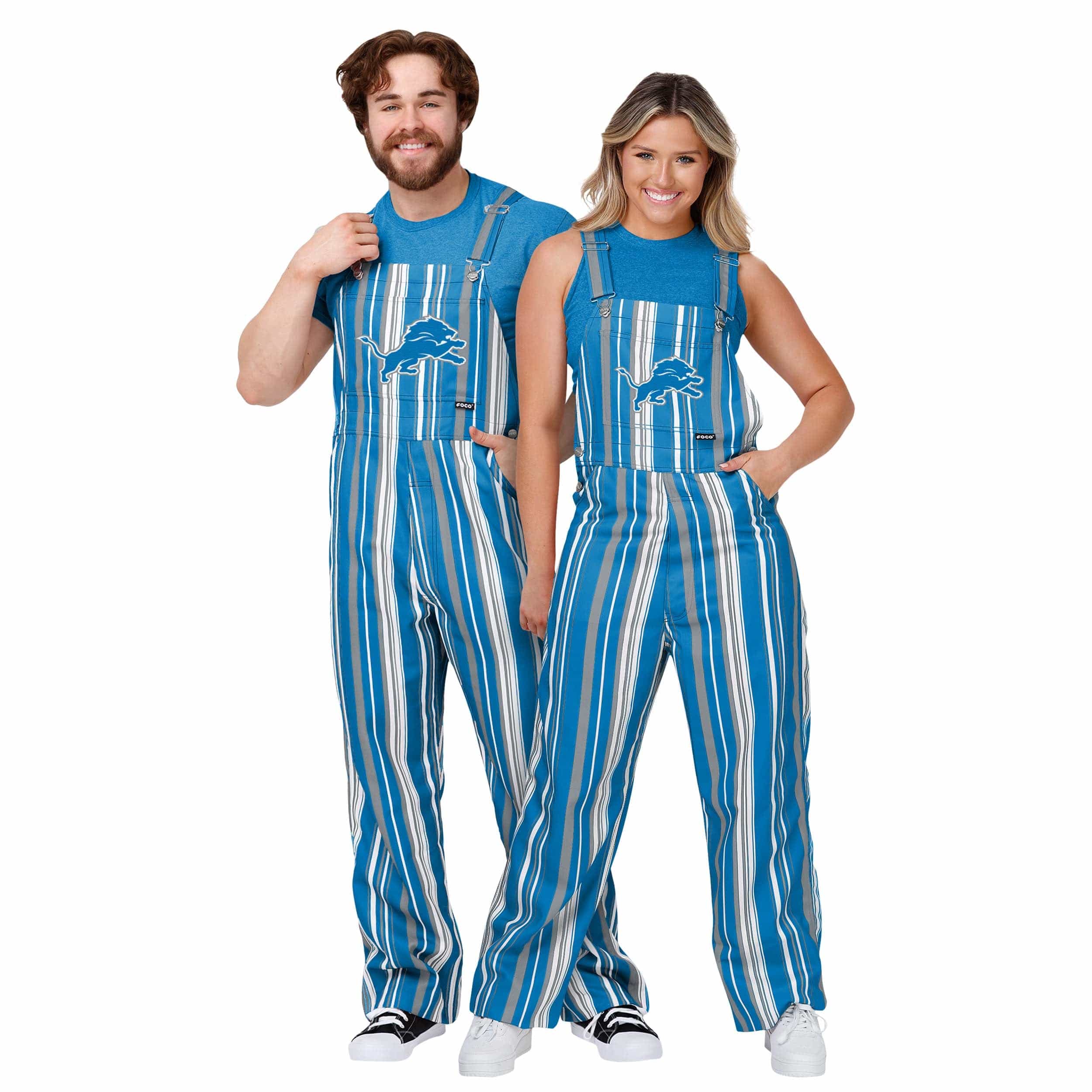 Detroit Lions NFL Mens Hyper Stripe Bib Overalls - Image 3