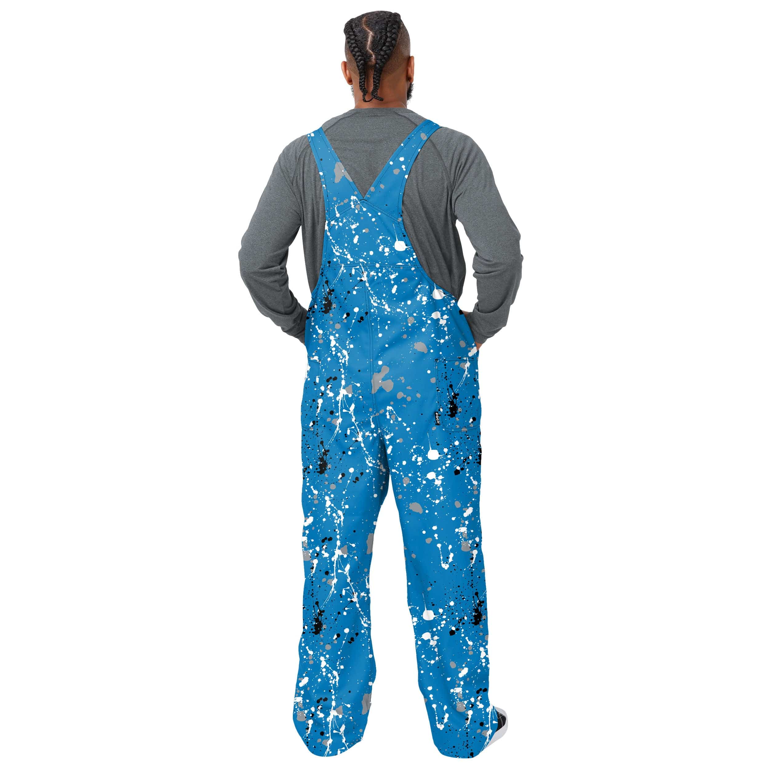 Detroit Lions NFL Mens Paint Splatter Bib Overalls - Image 2