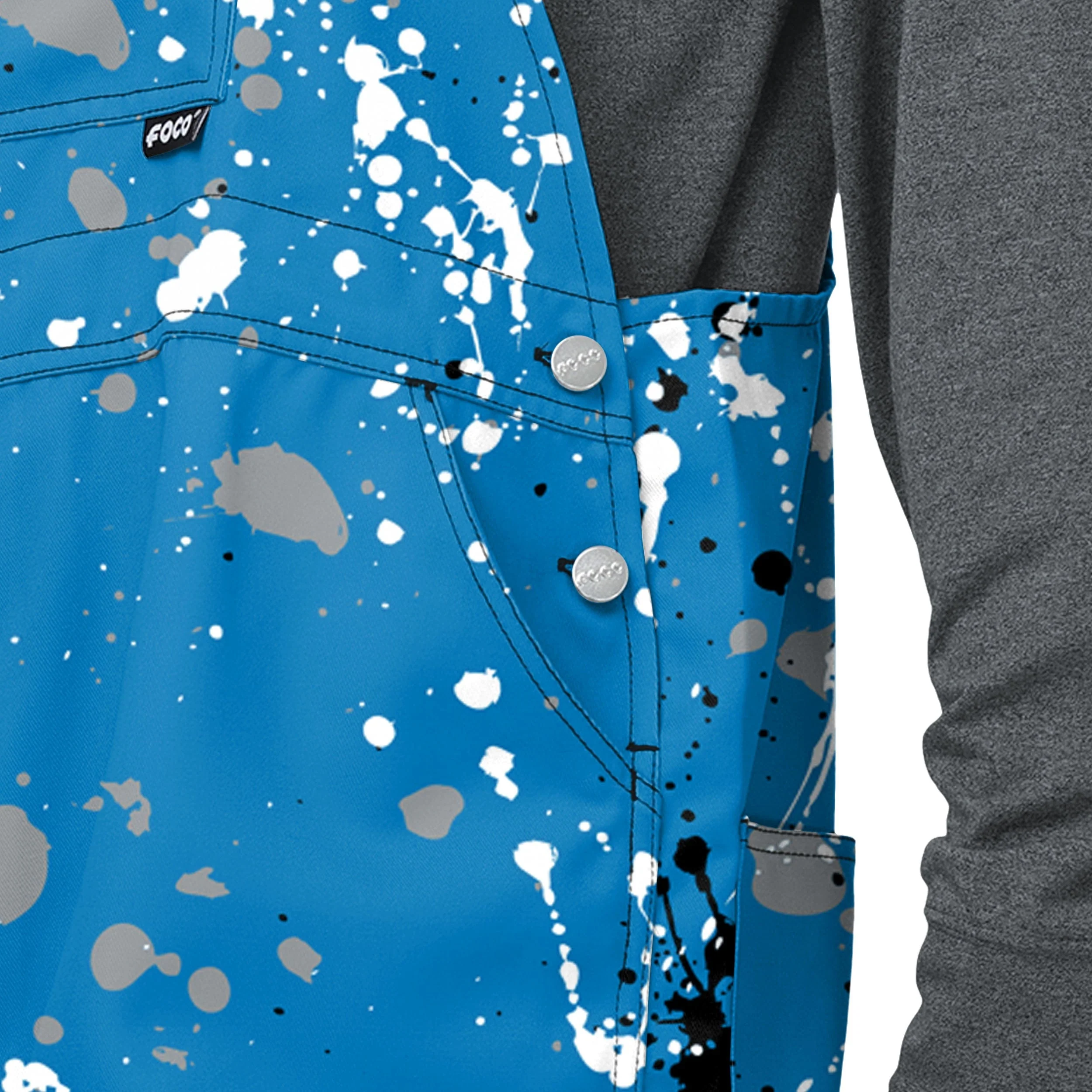 Detroit Lions NFL Mens Paint Splatter Bib Overalls - Image 5