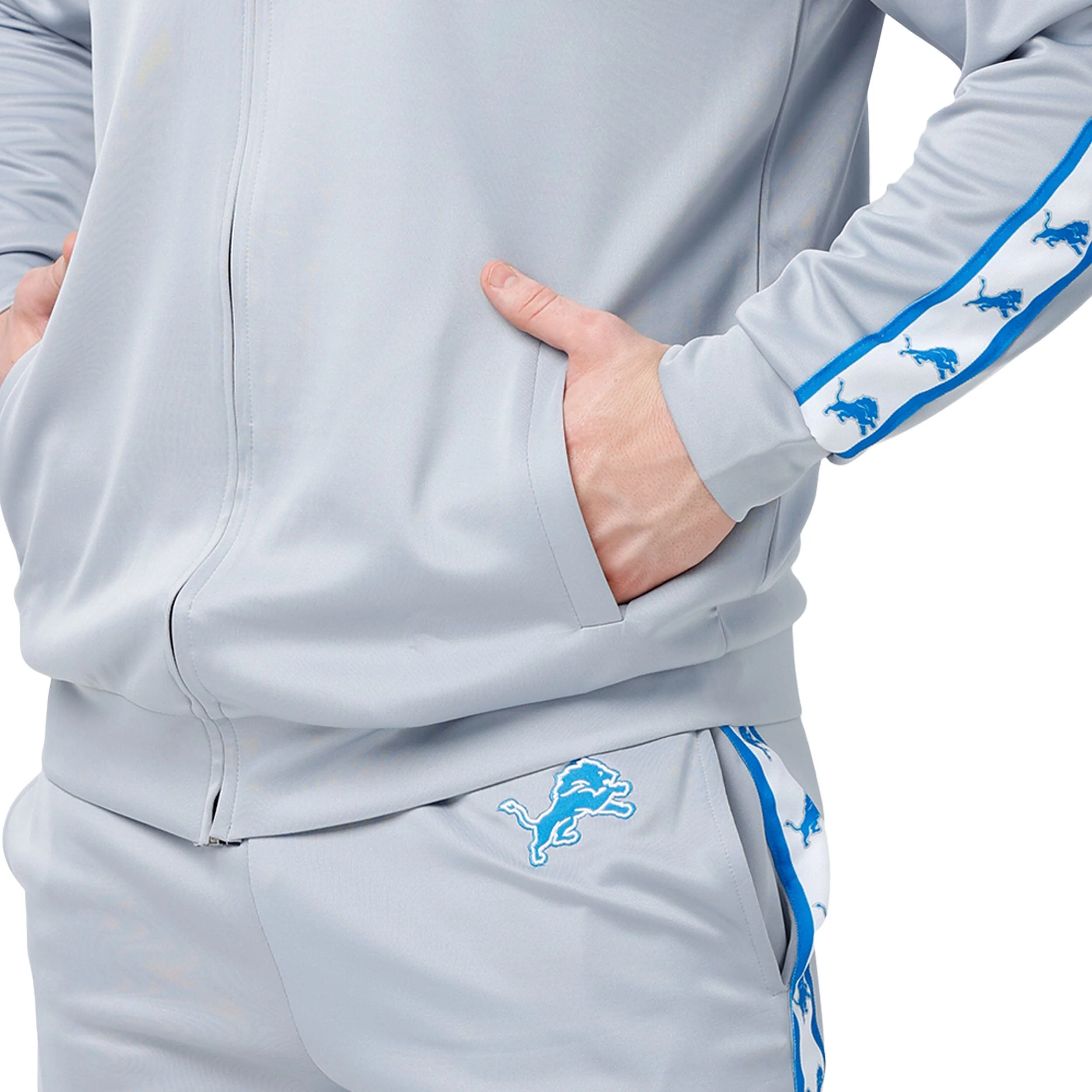 Detroit Lions NFL Mens Stripe Logo Track Jacket - Image 4
