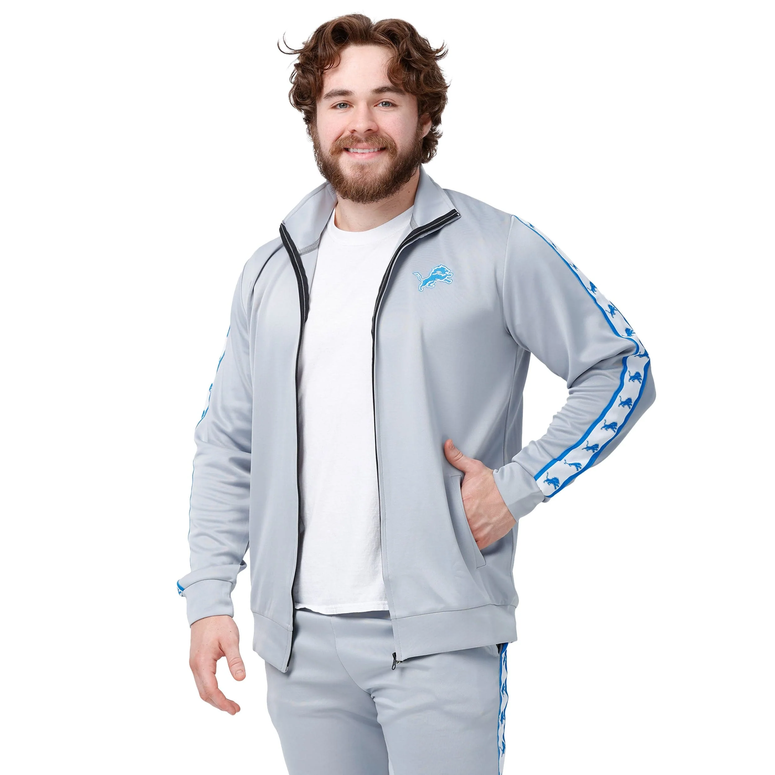 Detroit Lions NFL Mens Stripe Logo Track Jacket - Image 5