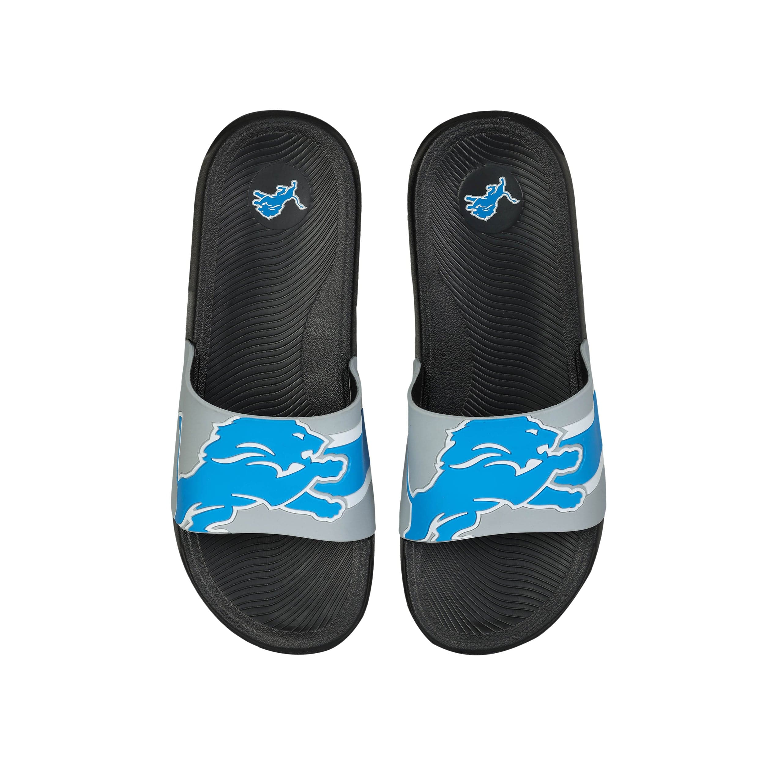 Detroit Lions NFL Mens Striped Big Logo Raised Slide - Image 2