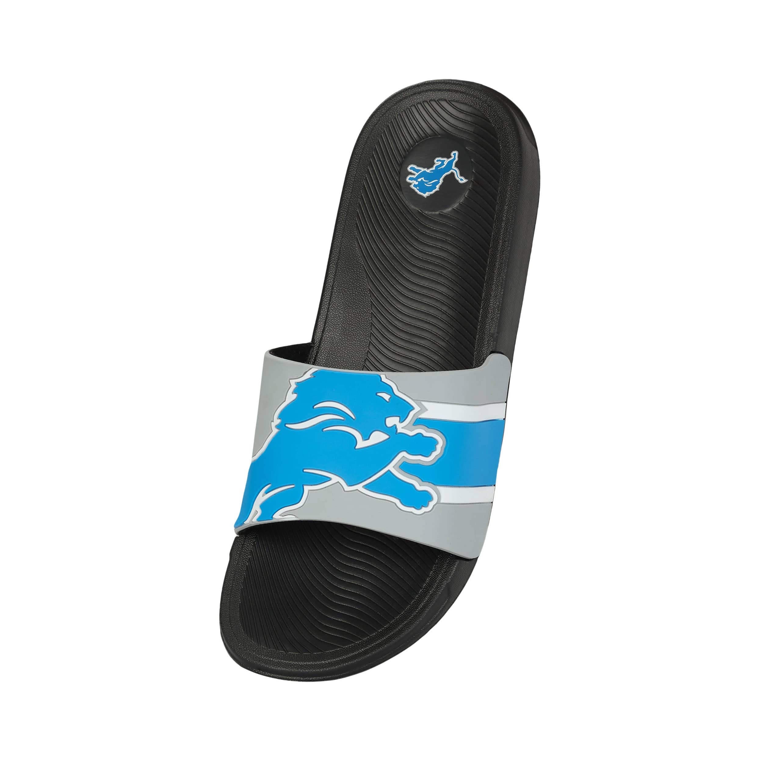 Detroit Lions NFL Mens Striped Big Logo Raised Slide - Image 3