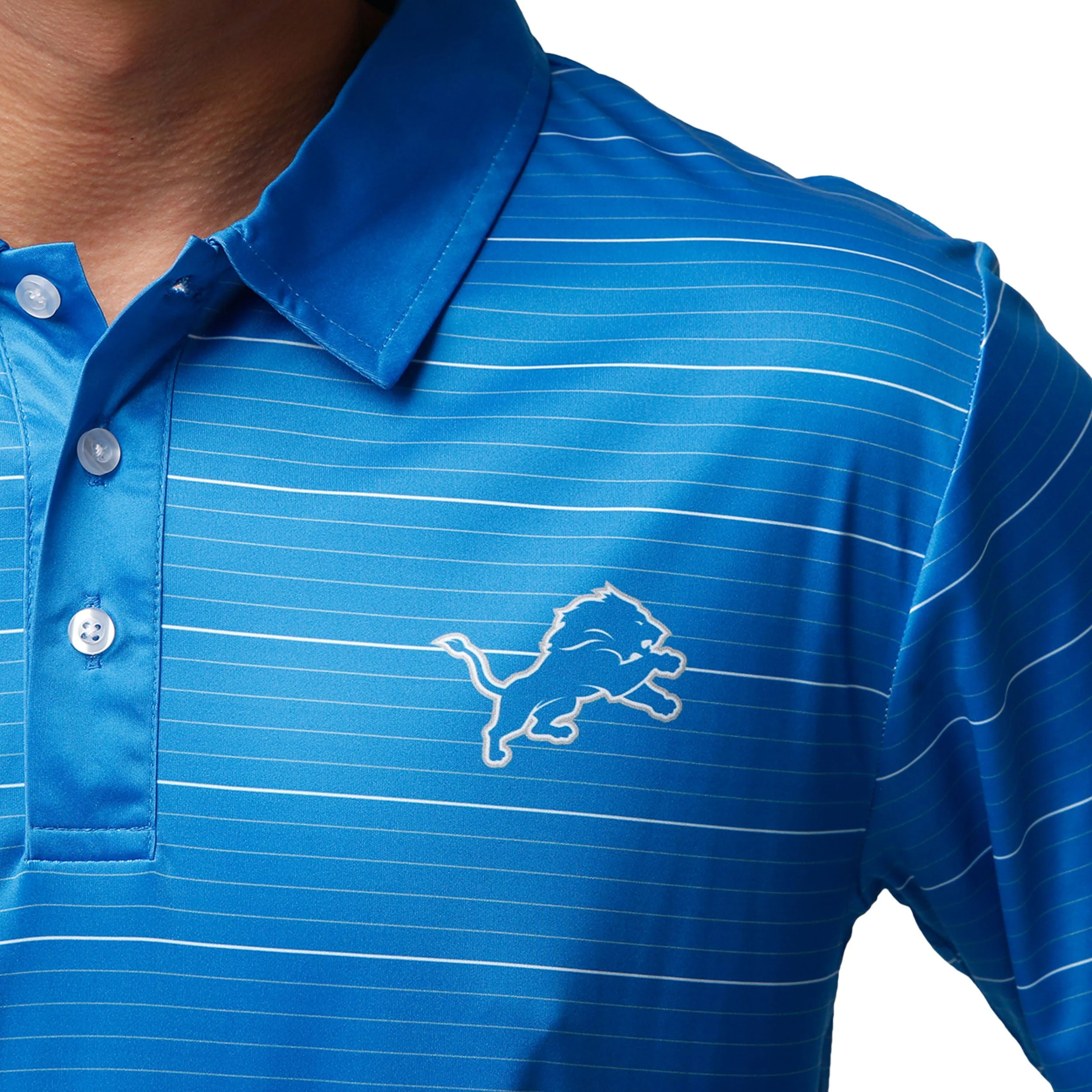 Detroit Lions NFL Mens Striped Polyester Polo - Image 4