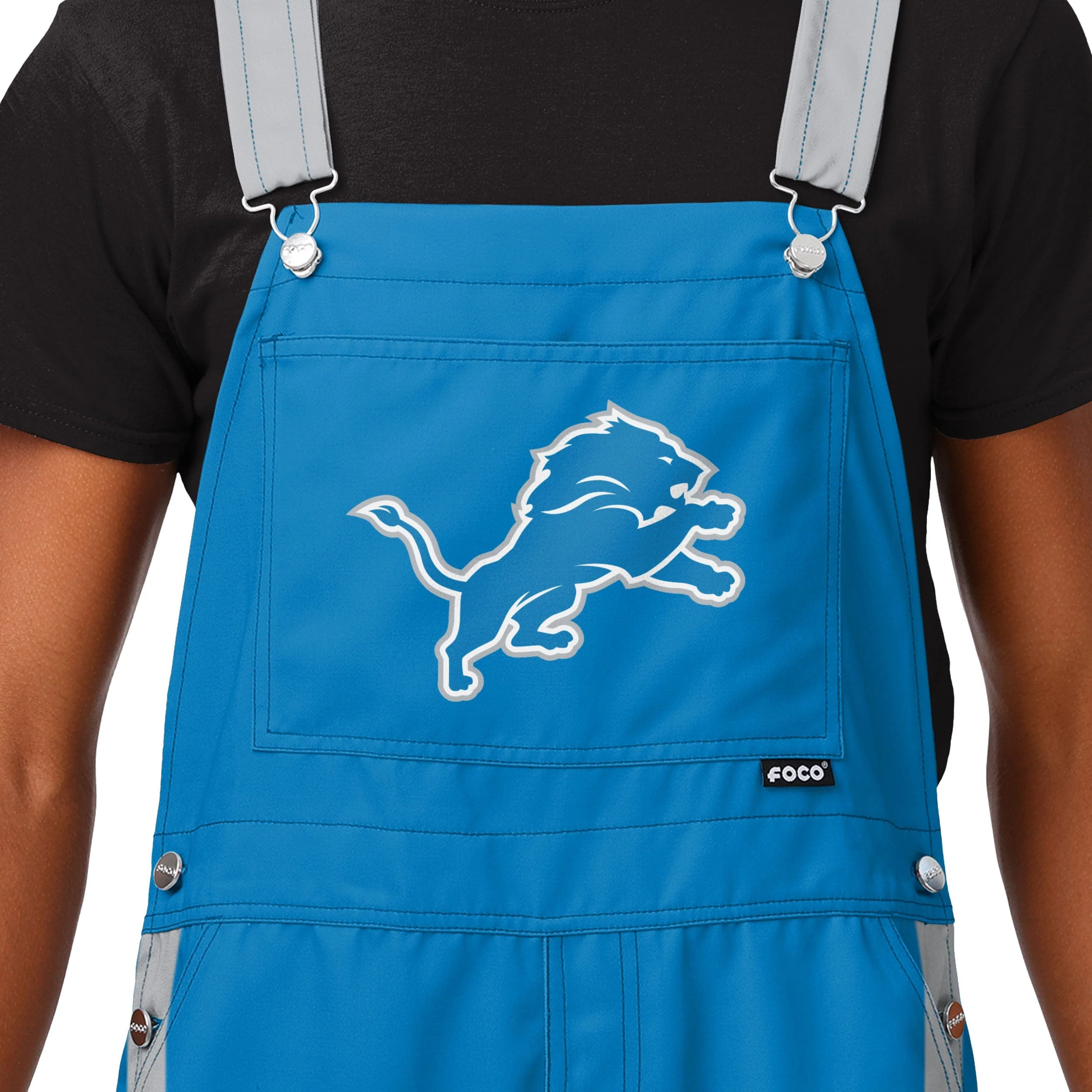 Detroit Lions NFL Mens Team Stripe Bib Overalls - Image 3