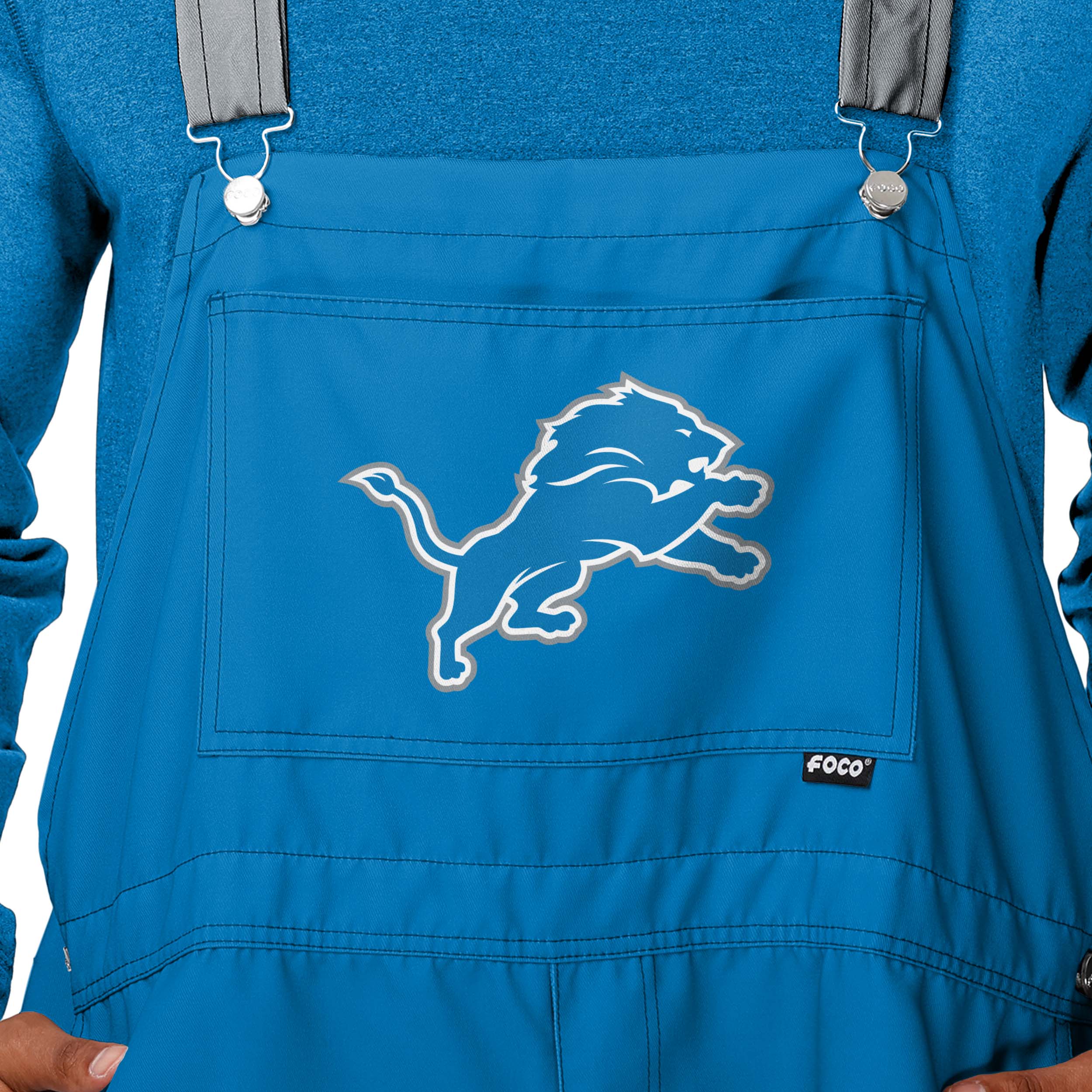 Detroit Lions NFL Mens Team Stripe Bib Shortalls - Image 3