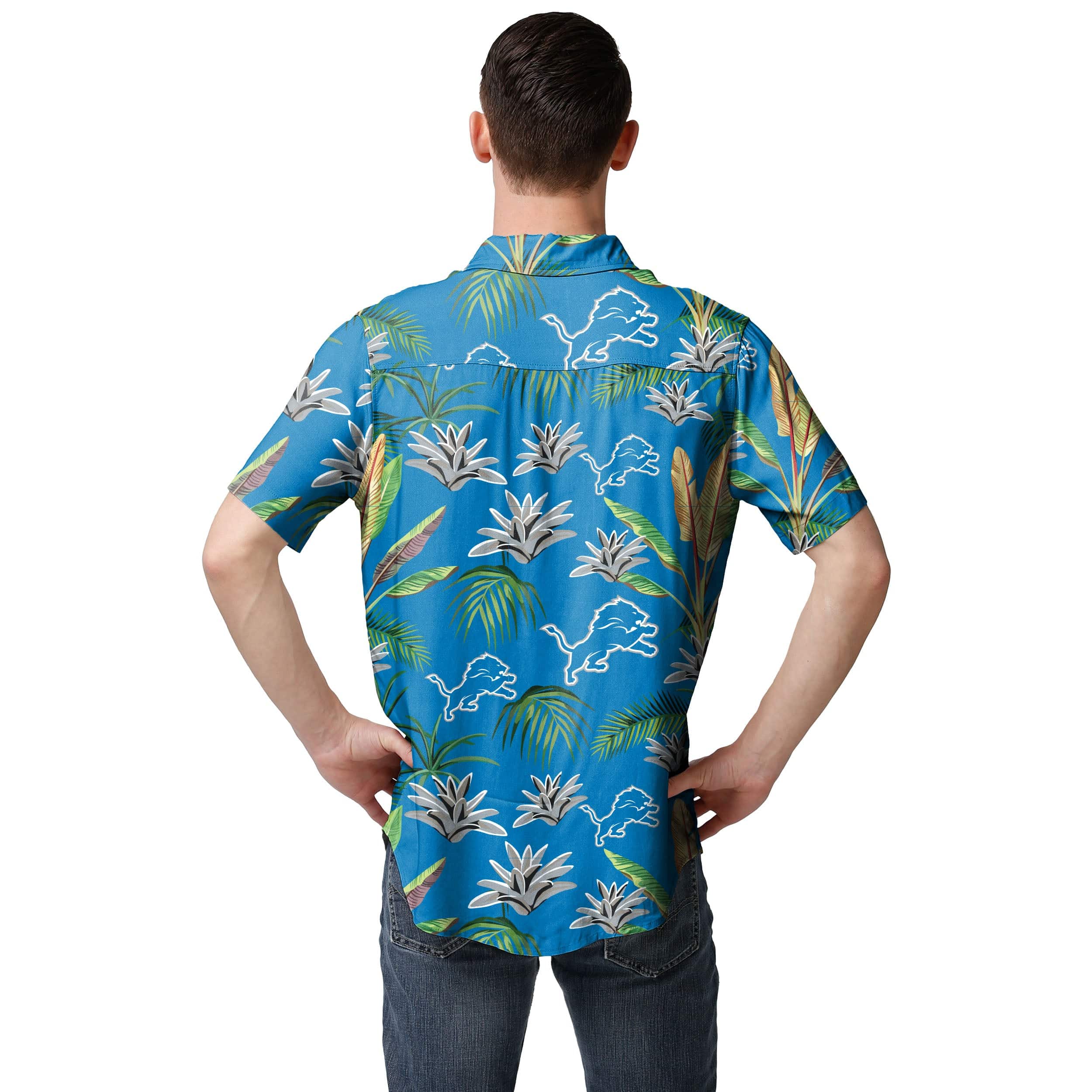 Detroit Lions NFL Mens Victory Vacay Button Up Shirt - Image 3