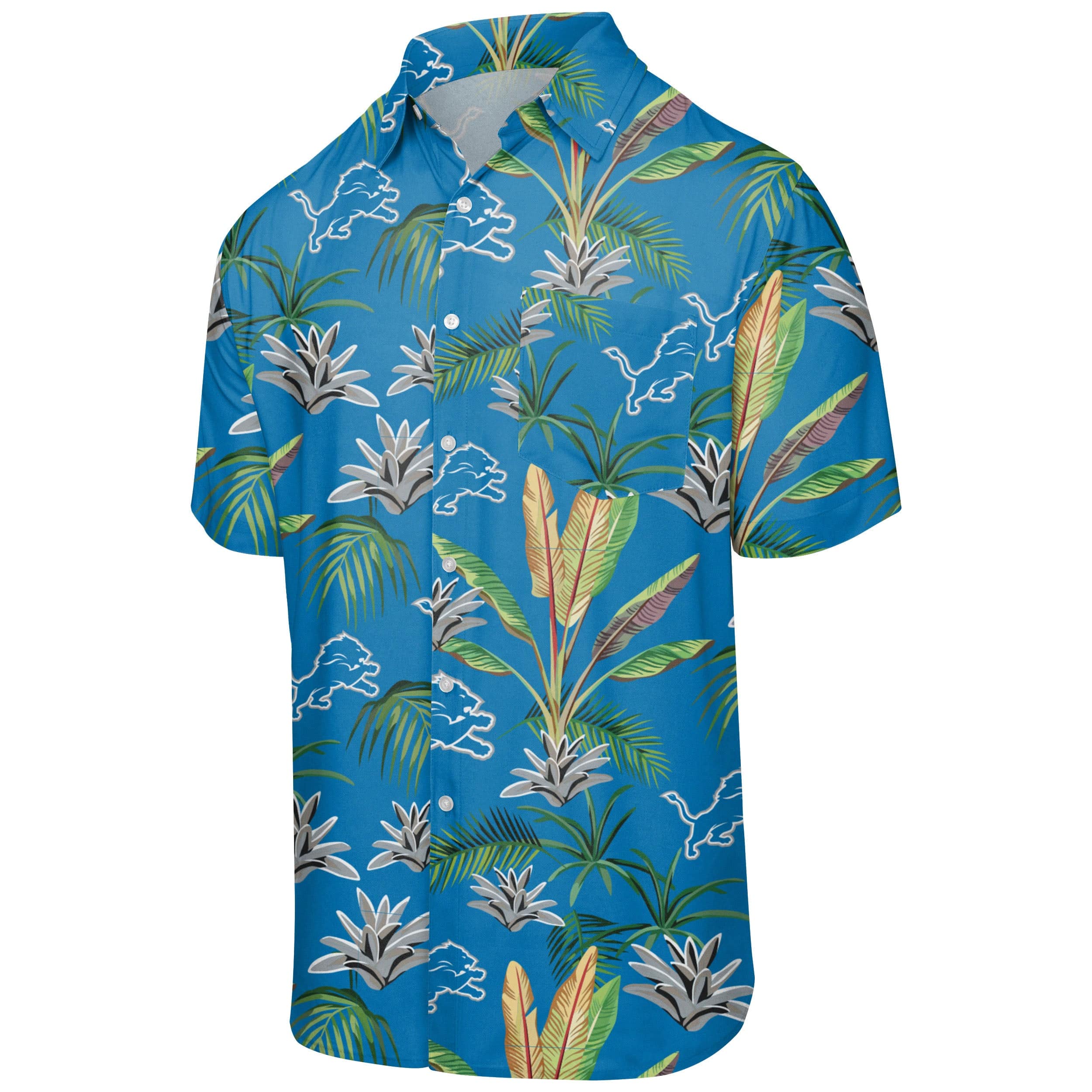 Detroit Lions NFL Mens Victory Vacay Button Up Shirt - Image 5