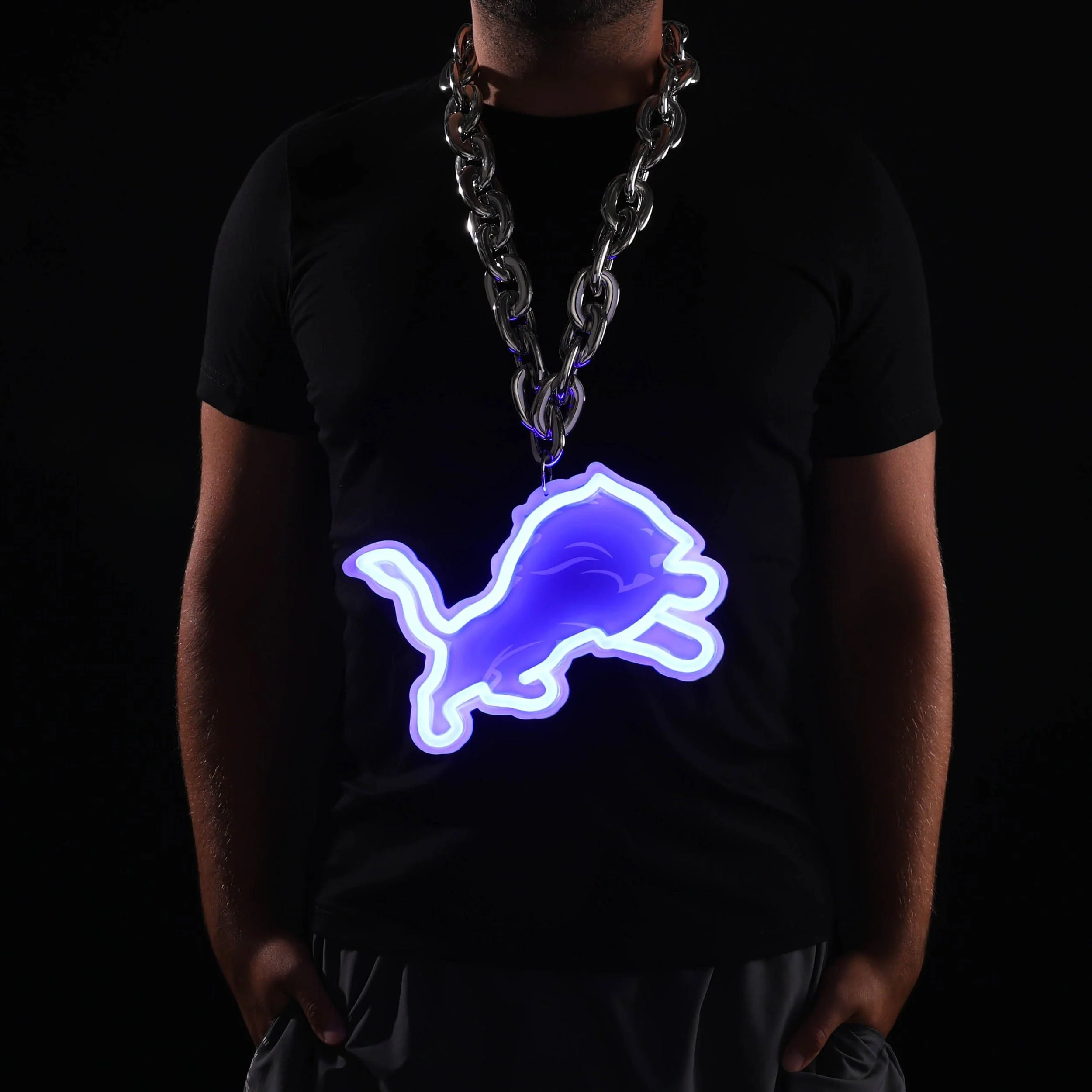 Detroit Lions NFL Neon Light Up Big Logo Chain - Image 3