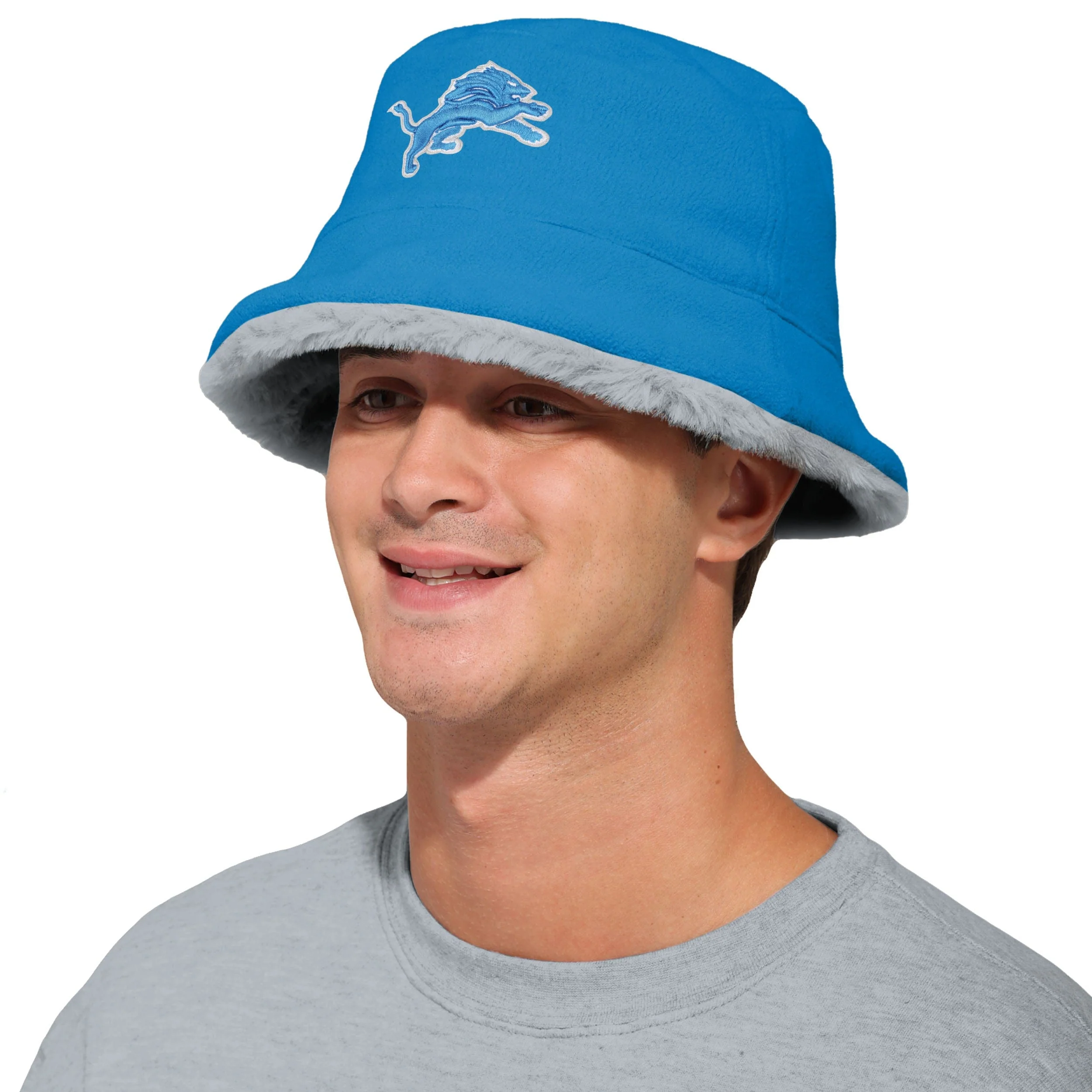 Detroit Lions NFL Reversible Faux Fur Bucket Hat - Image 3