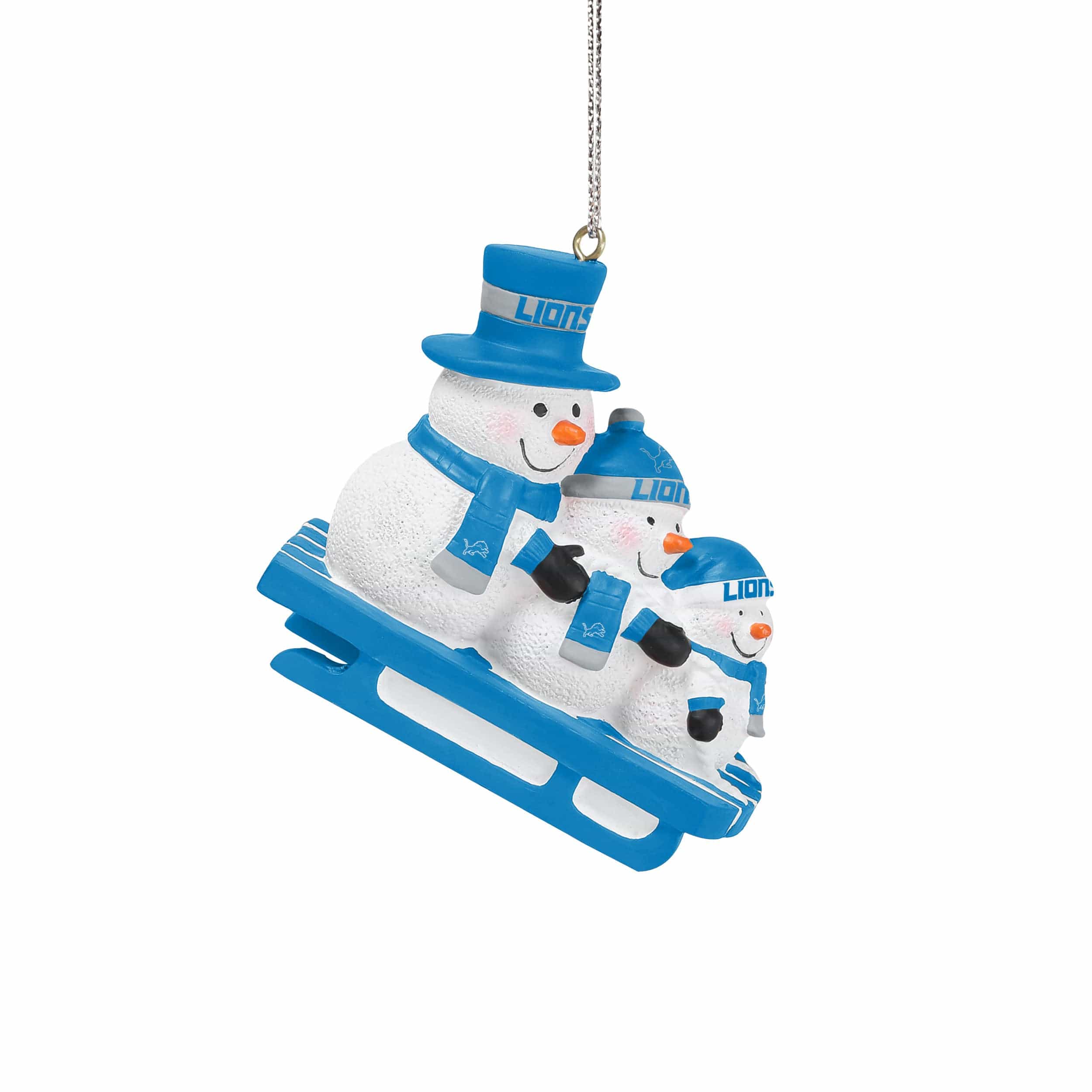 Detroit Lions NFL Sledding Snowmen Ornament - Image 2