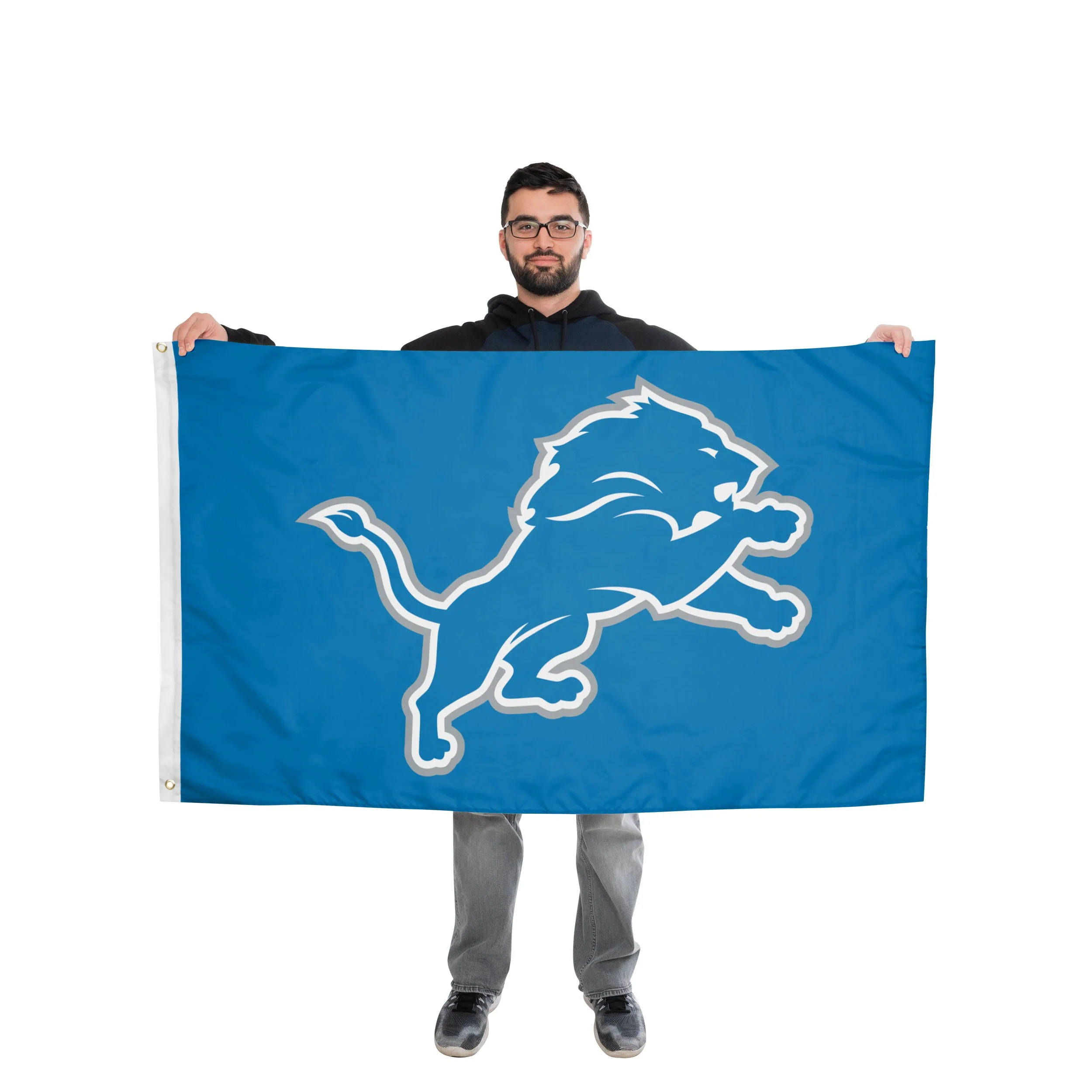 Detroit Lions NFL Solid Horizontal Flag - Image 2