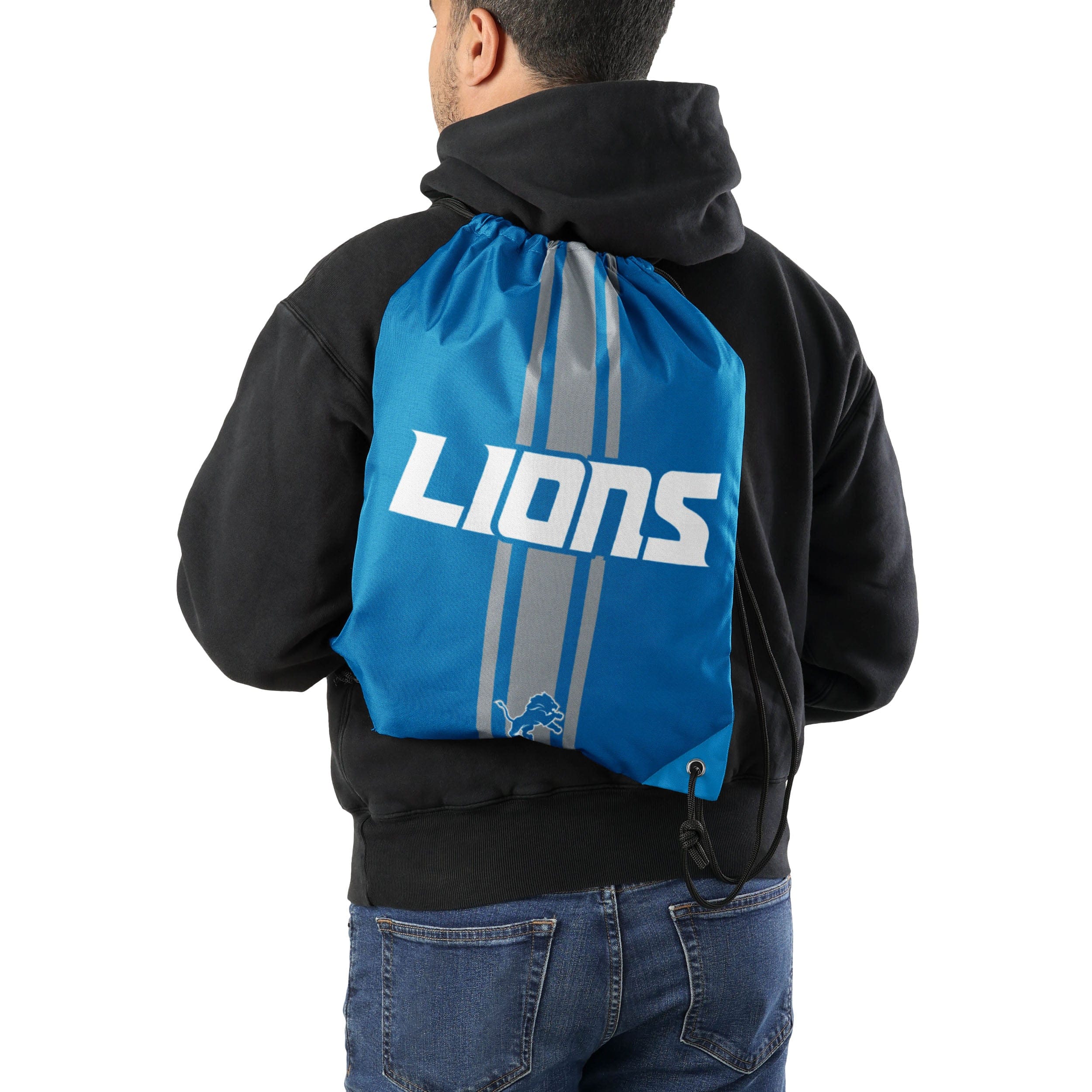 Detroit Lions NFL Team Stripe Wordmark Drawstring Backpack - Image 2