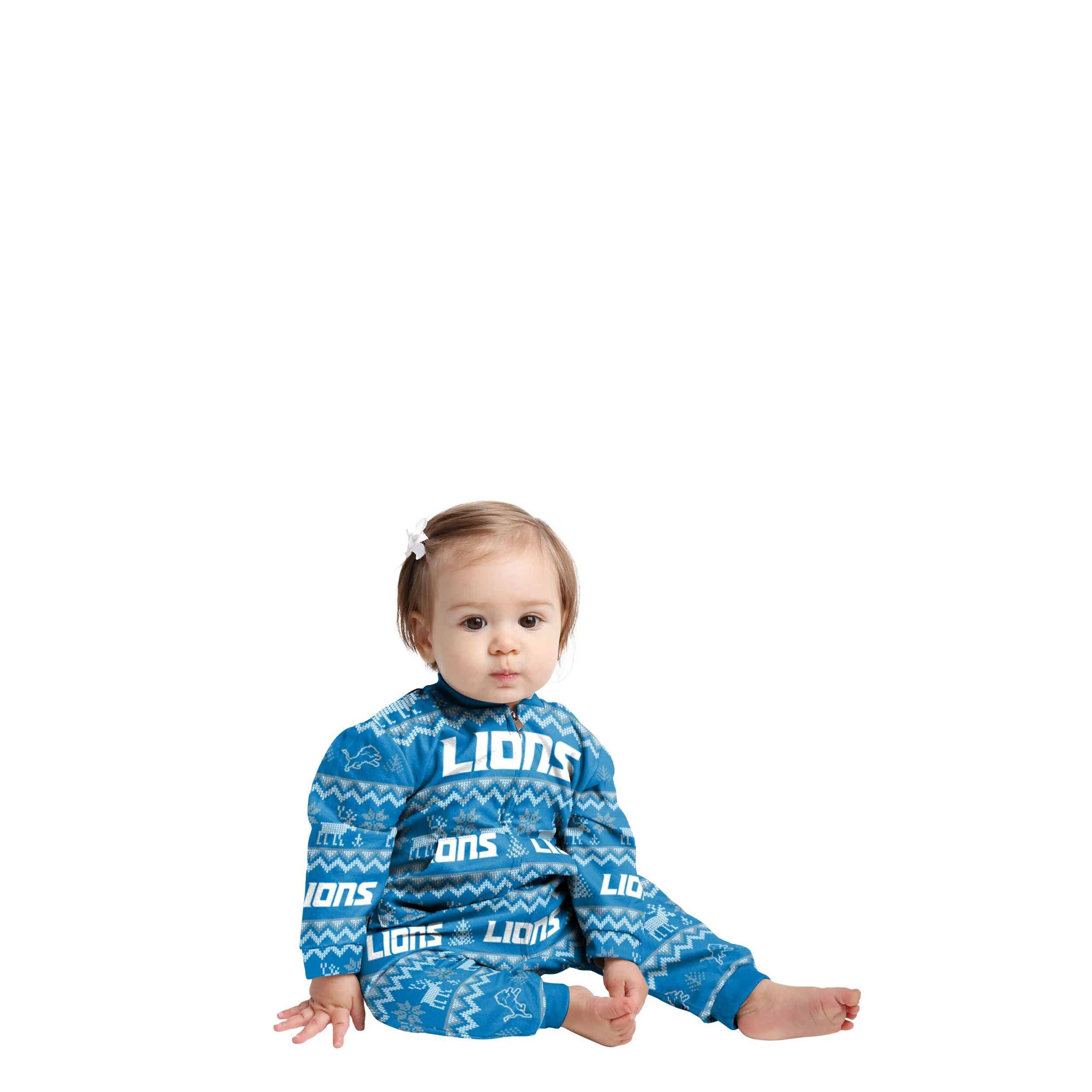 Detroit Lions NFL Ugly Pattern Family Holiday Pajamas - Image 2