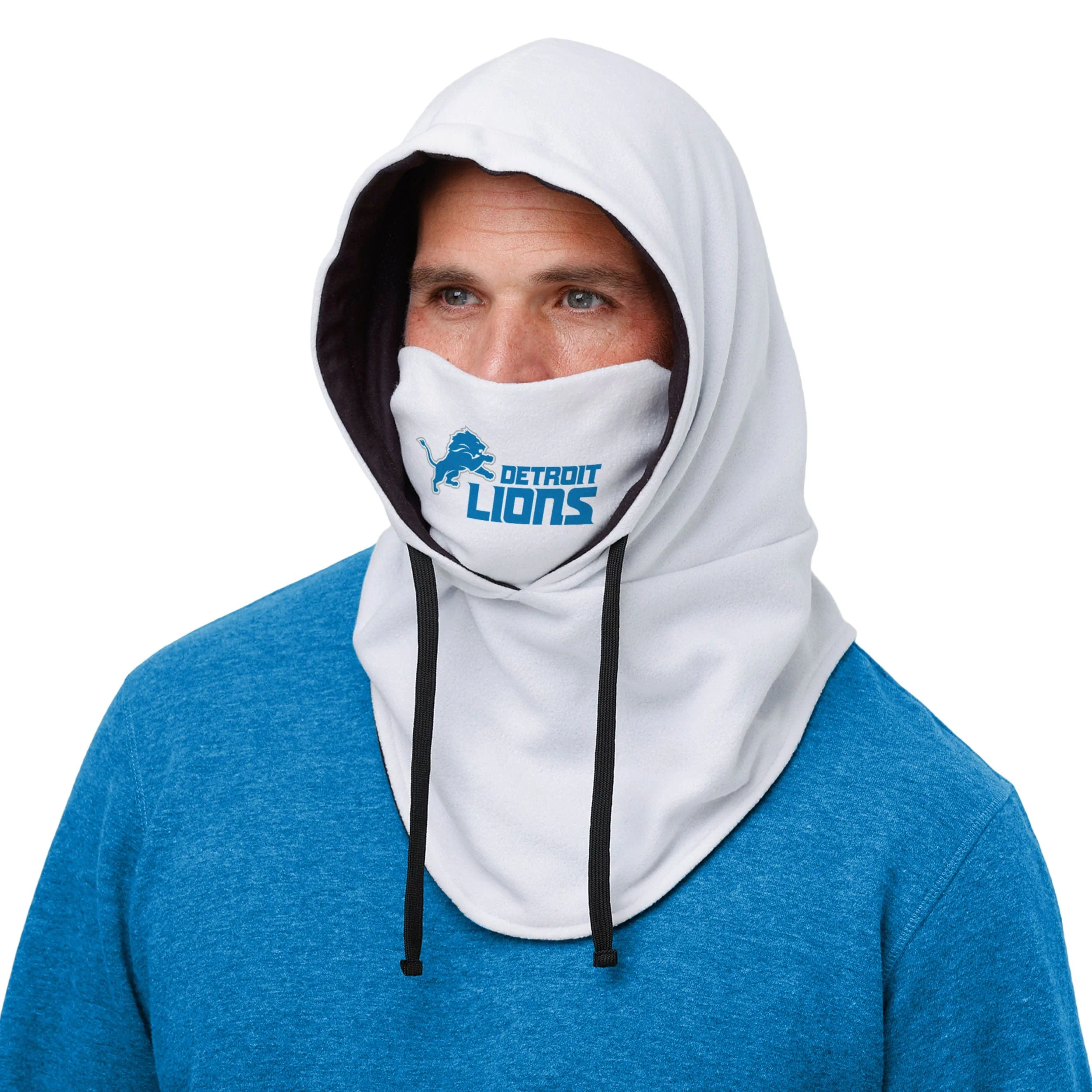Detroit Lions NFL White Drawstring Hooded Gaiter - Image 3