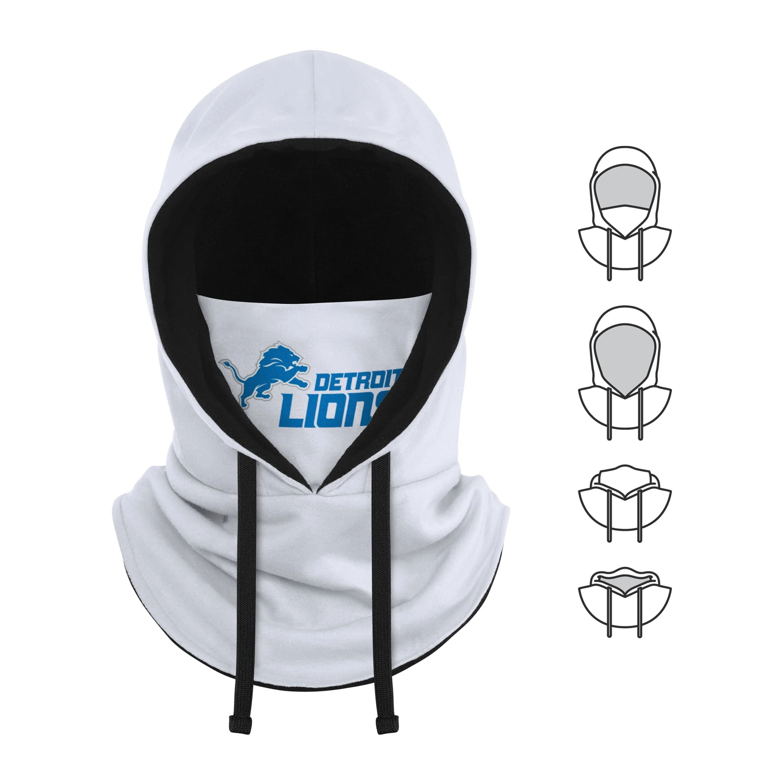 Detroit Lions NFL White Drawstring Hooded Gaiter - Image 5