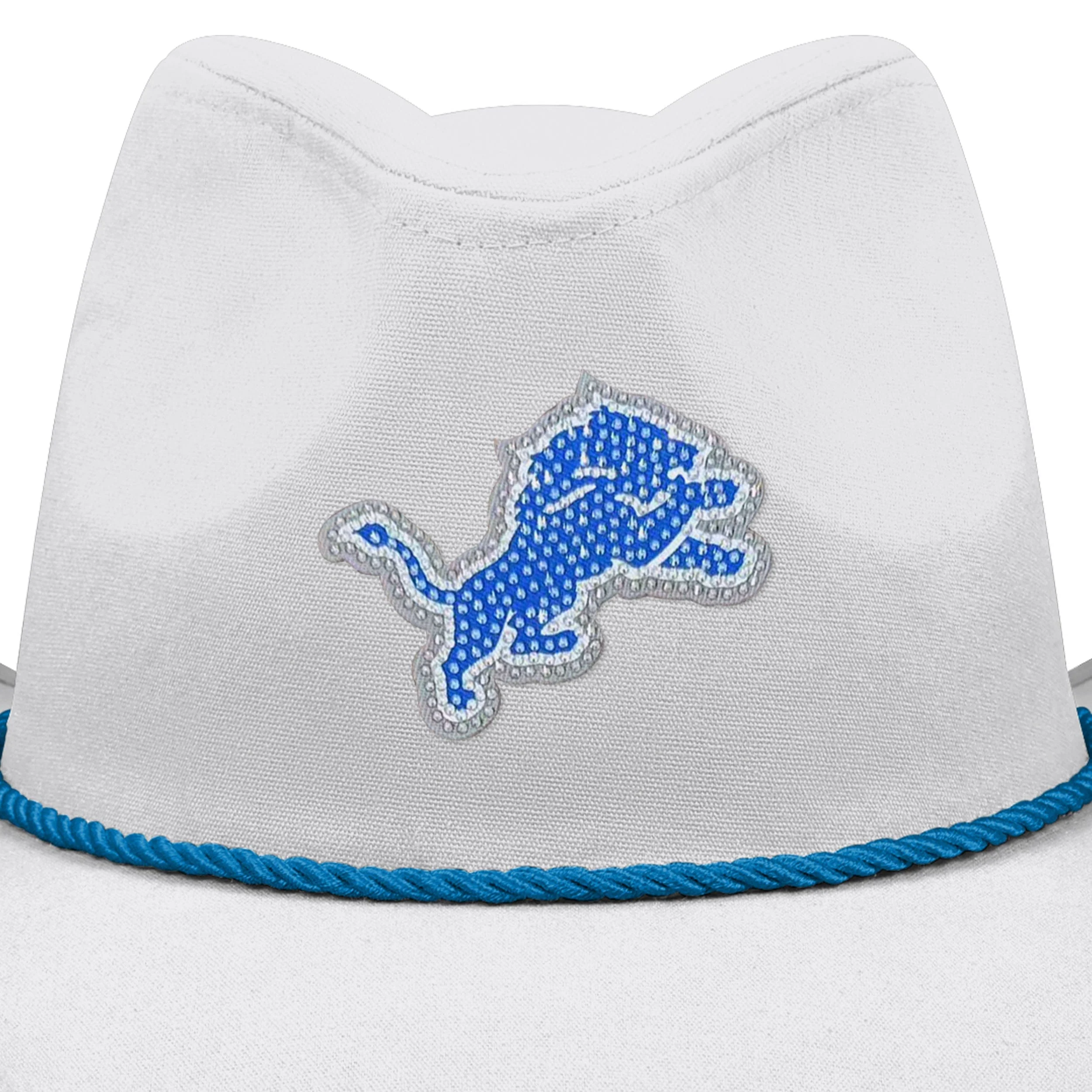 Detroit Lions NFL White Rhinestone Logo Cowboy Hat - Image 2