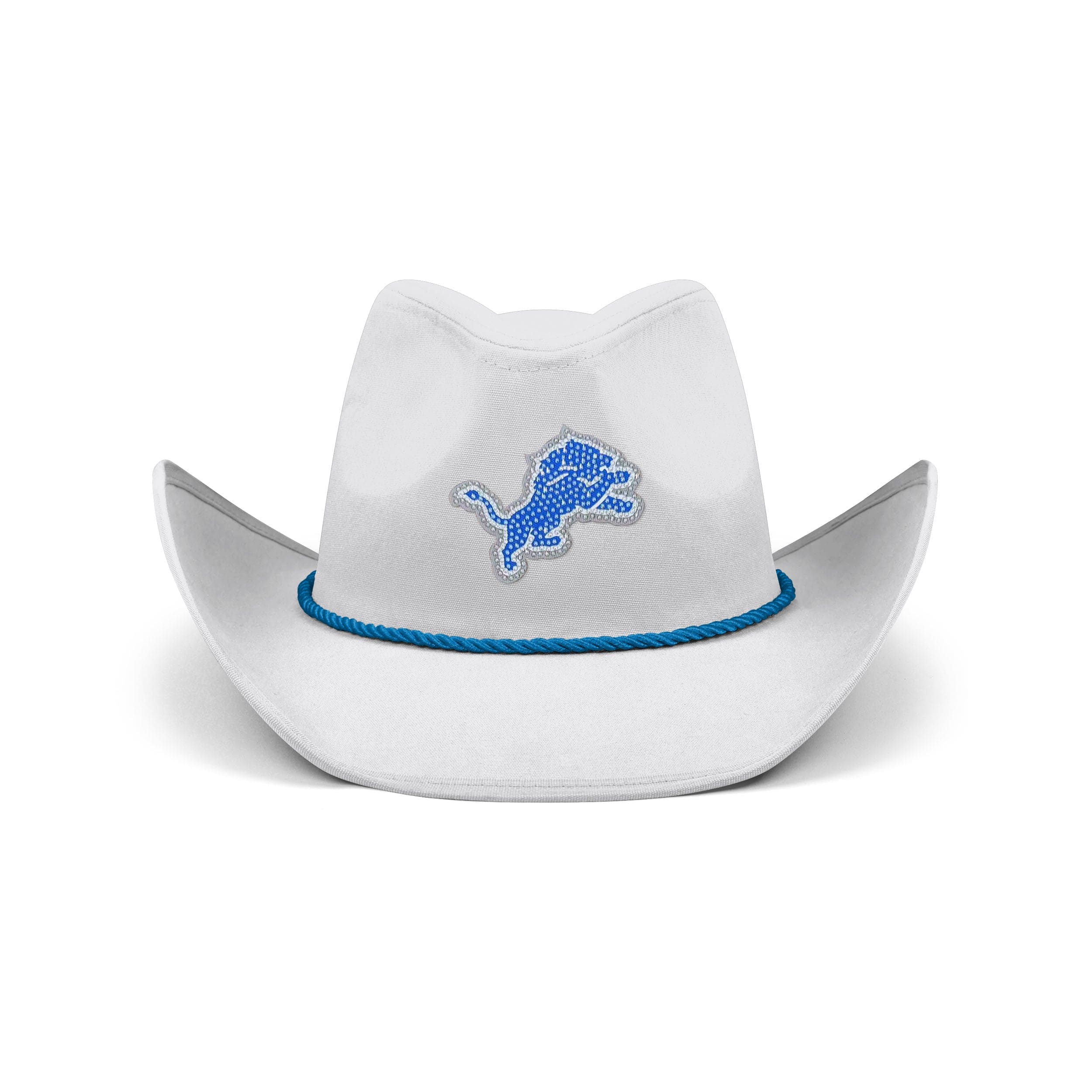 Detroit Lions NFL White Rhinestone Logo Cowboy Hat - Image 3