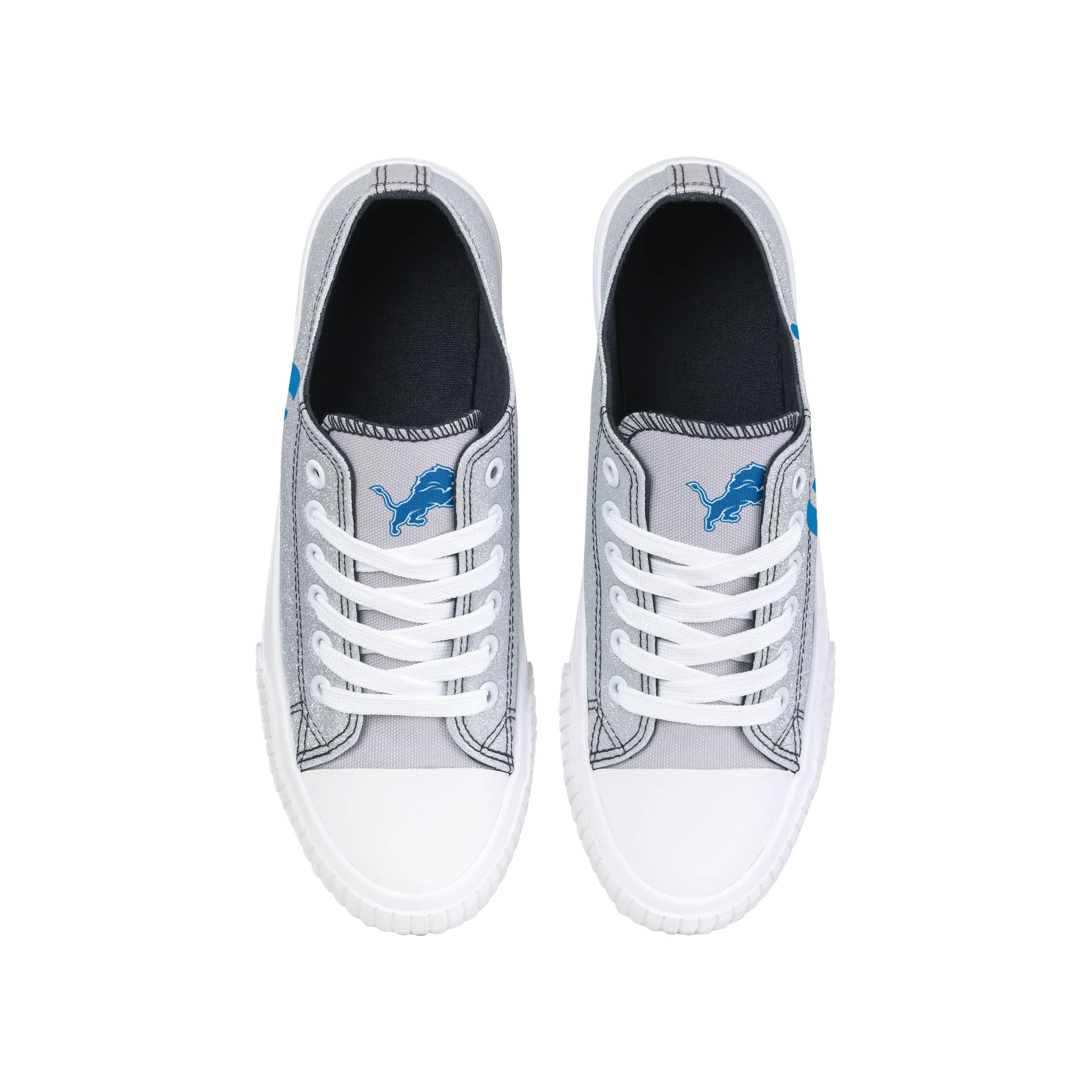 Detroit Lions NFL Womens Color Glitter Low Top Canvas Shoes - Image 4