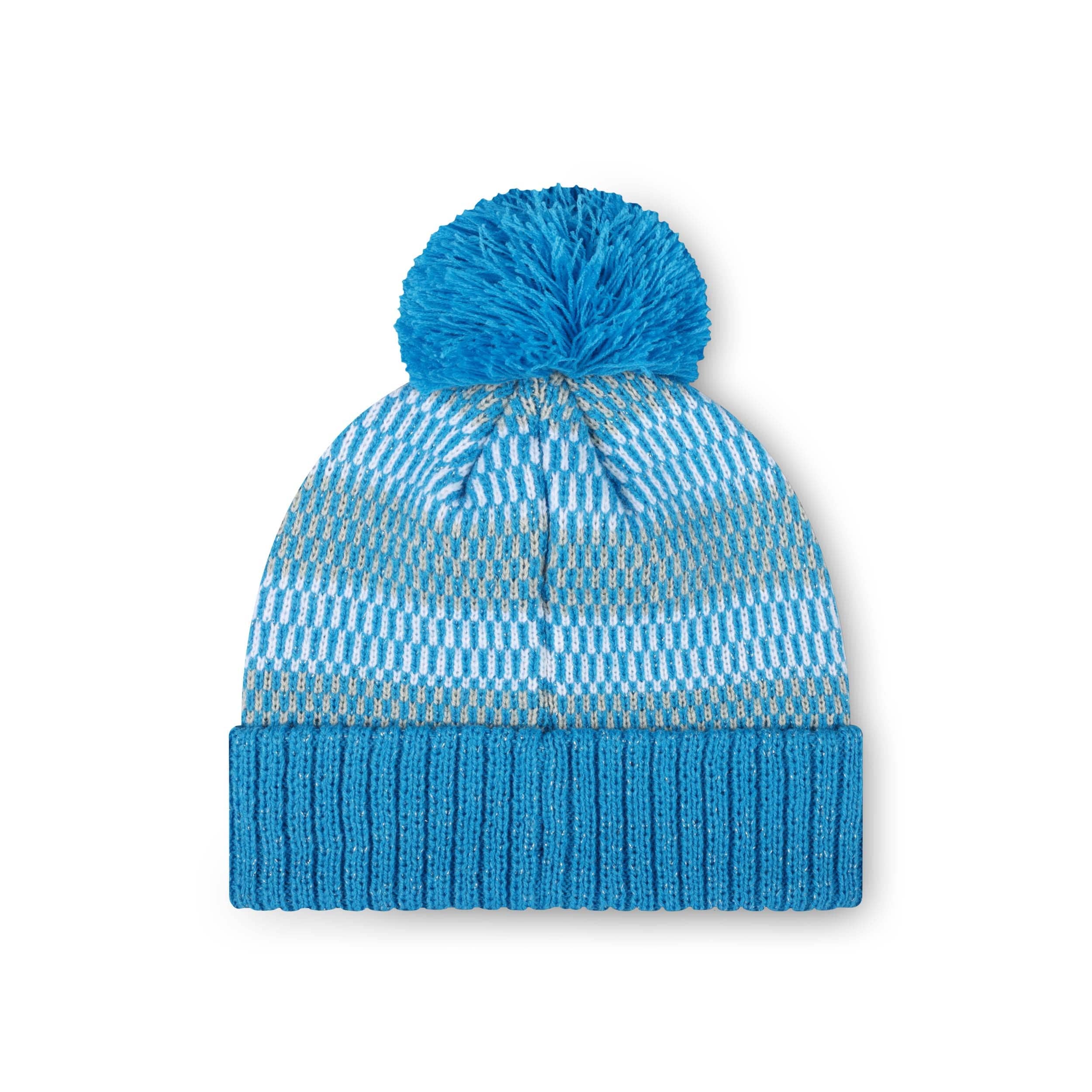 Detroit Lions NFL Womens Cozy Knit Metallic Thread Pom Beanie - Image 2