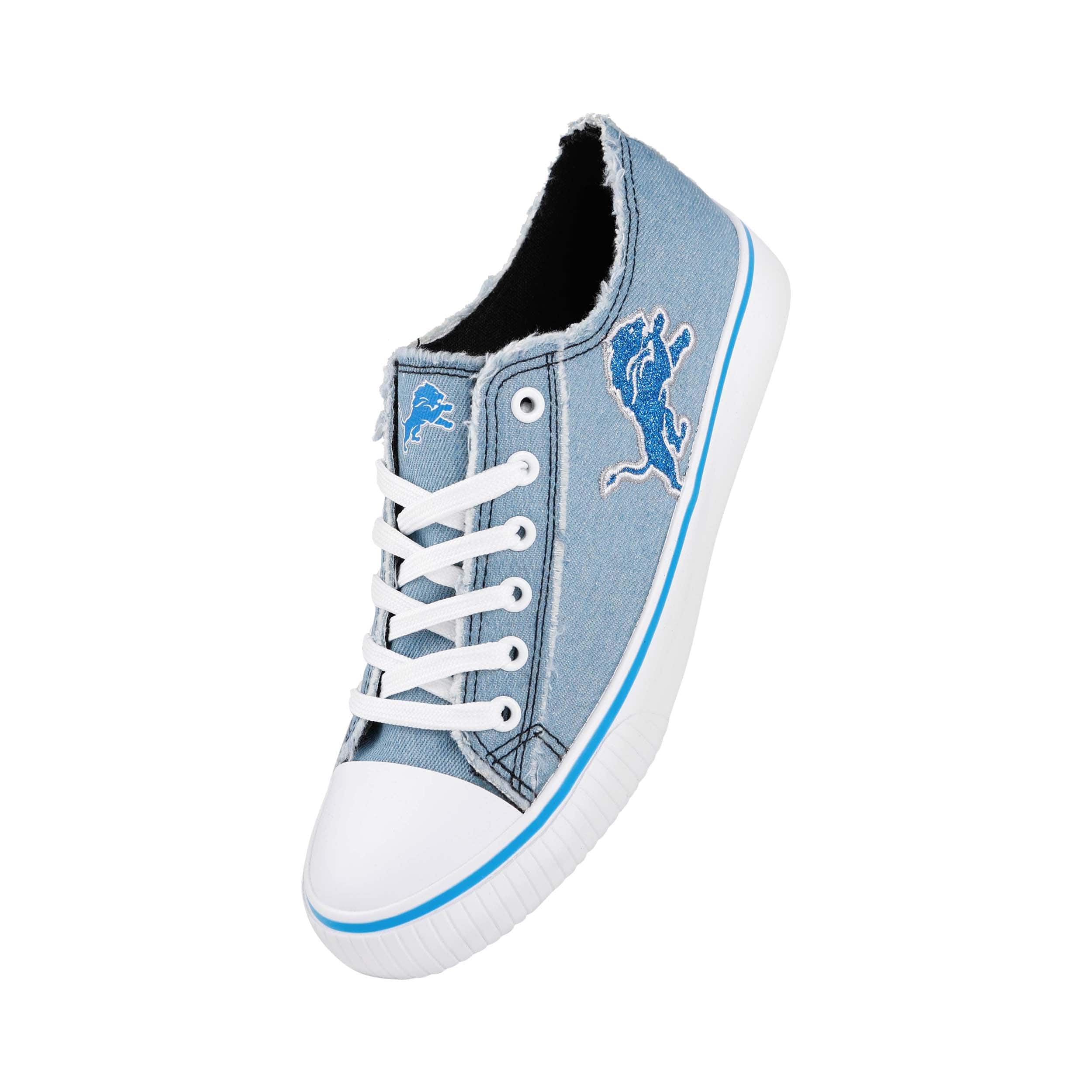 Detroit Lions NFL Womens Denim Low Top Canvas Shoes - Image 2