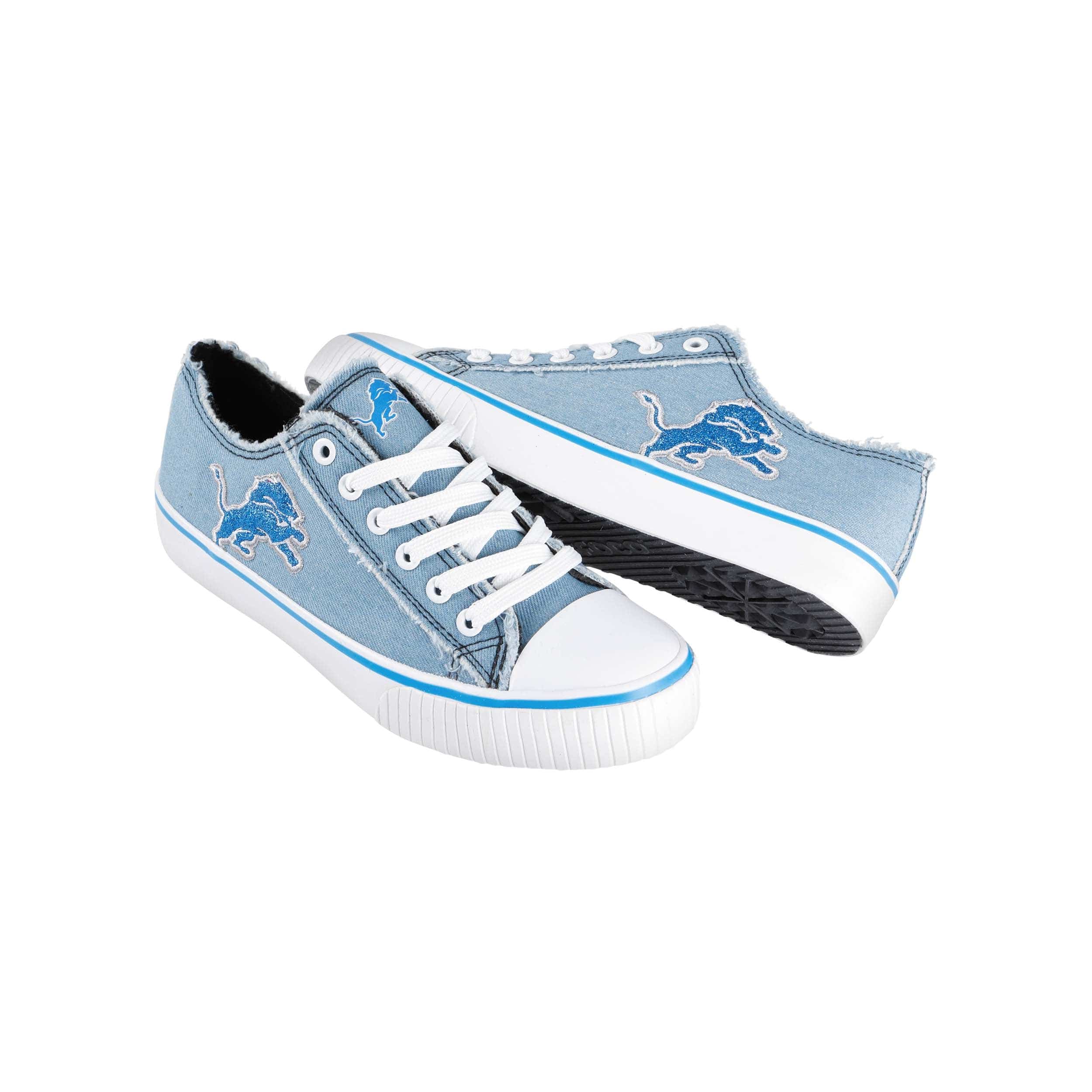 Detroit Lions NFL Womens Denim Low Top Canvas Shoes - Image 4