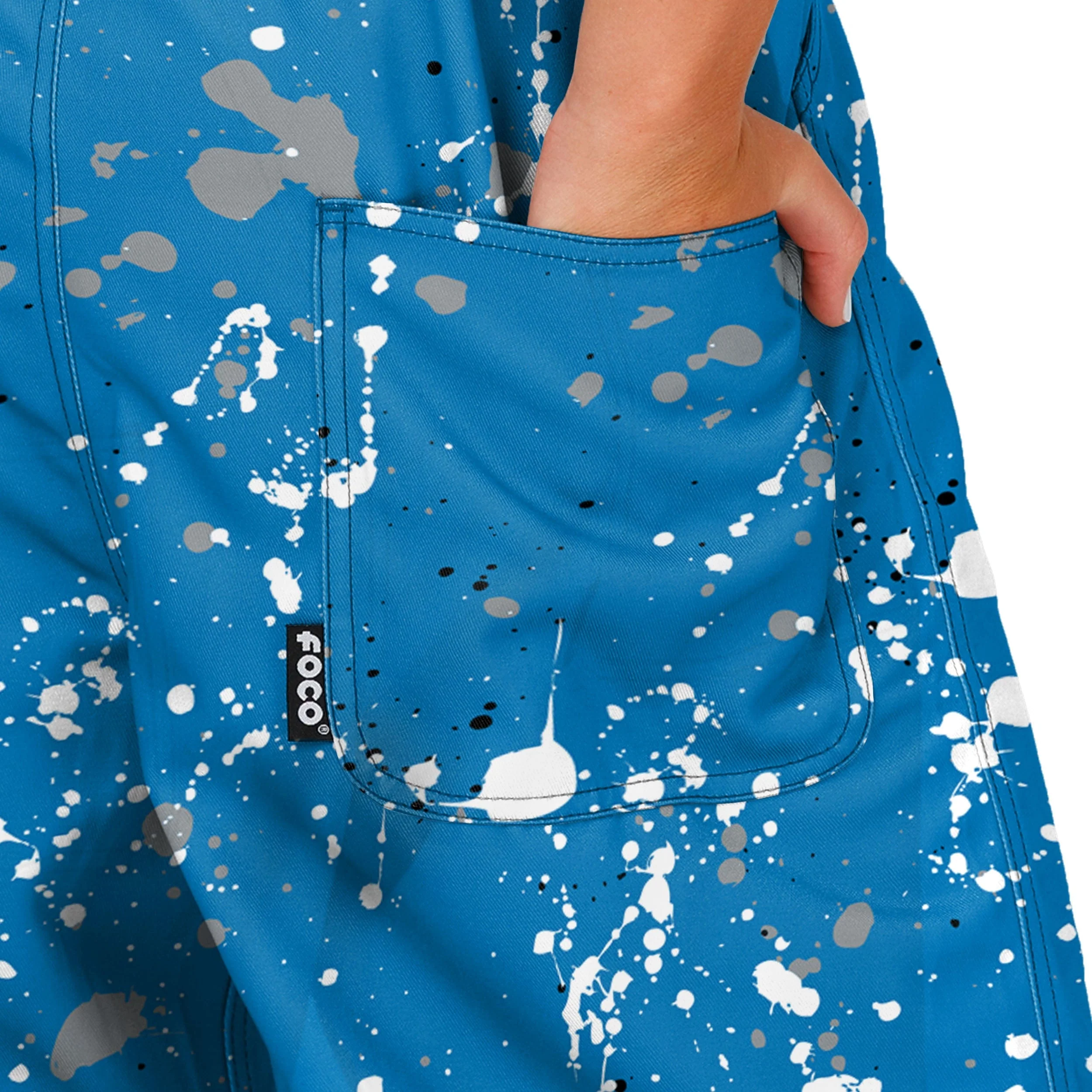 Detroit Lions NFL Womens Paint Splatter Bib Overalls - Image 4