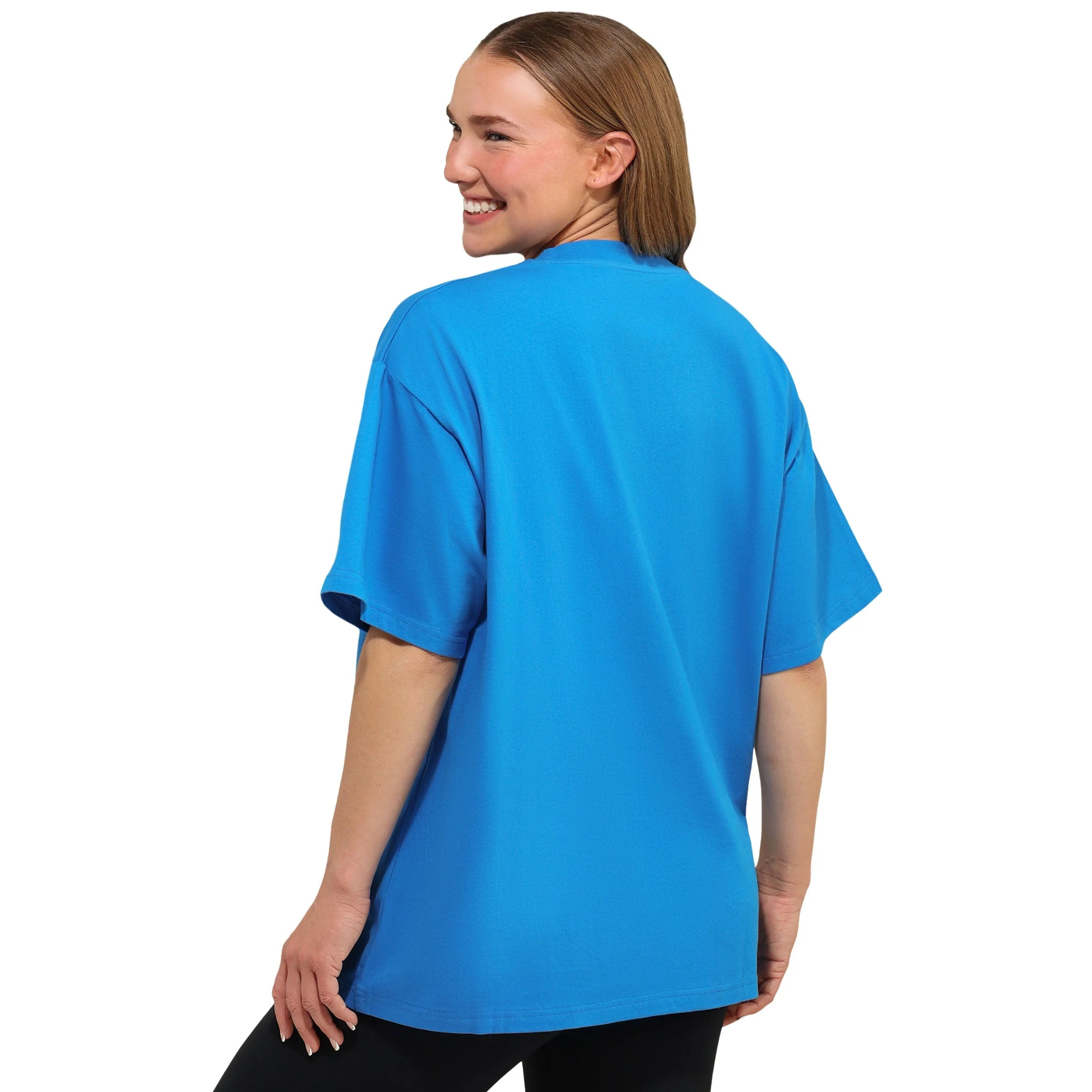 Detroit Lions NFL Womens Rhinestone Logo Oversized Holiday T-Shirt - Image 2