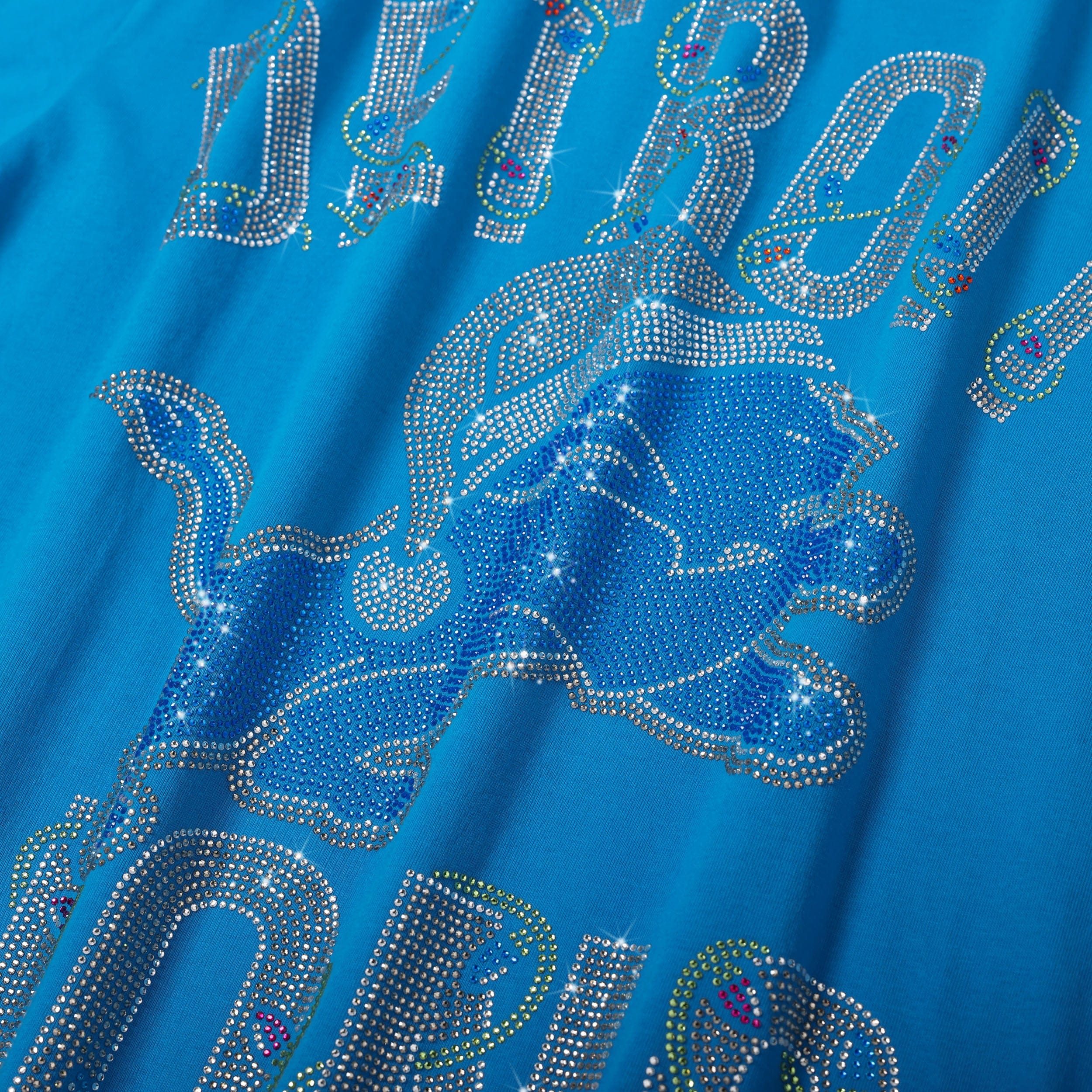Detroit Lions NFL Womens Rhinestone Logo Oversized Holiday T-Shirt - Image 3