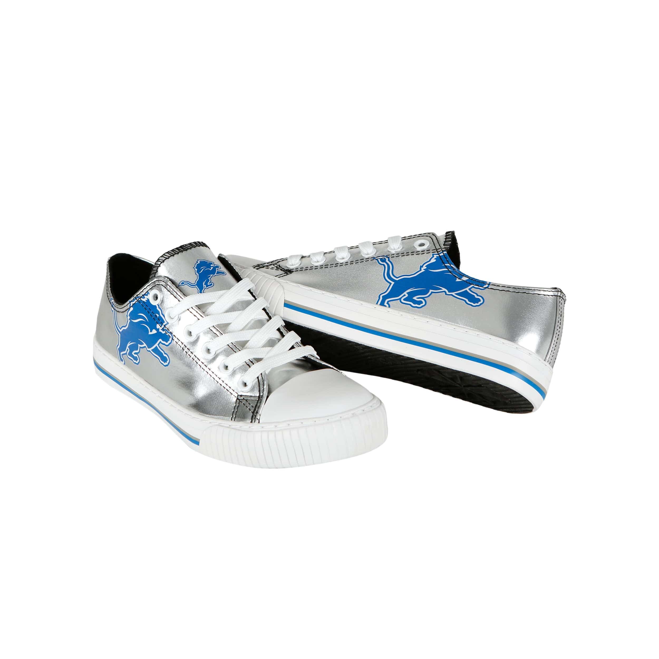 Detroit Lions NFL Womens Team Color Metallic Low Top Canvas Shoes - Image 4