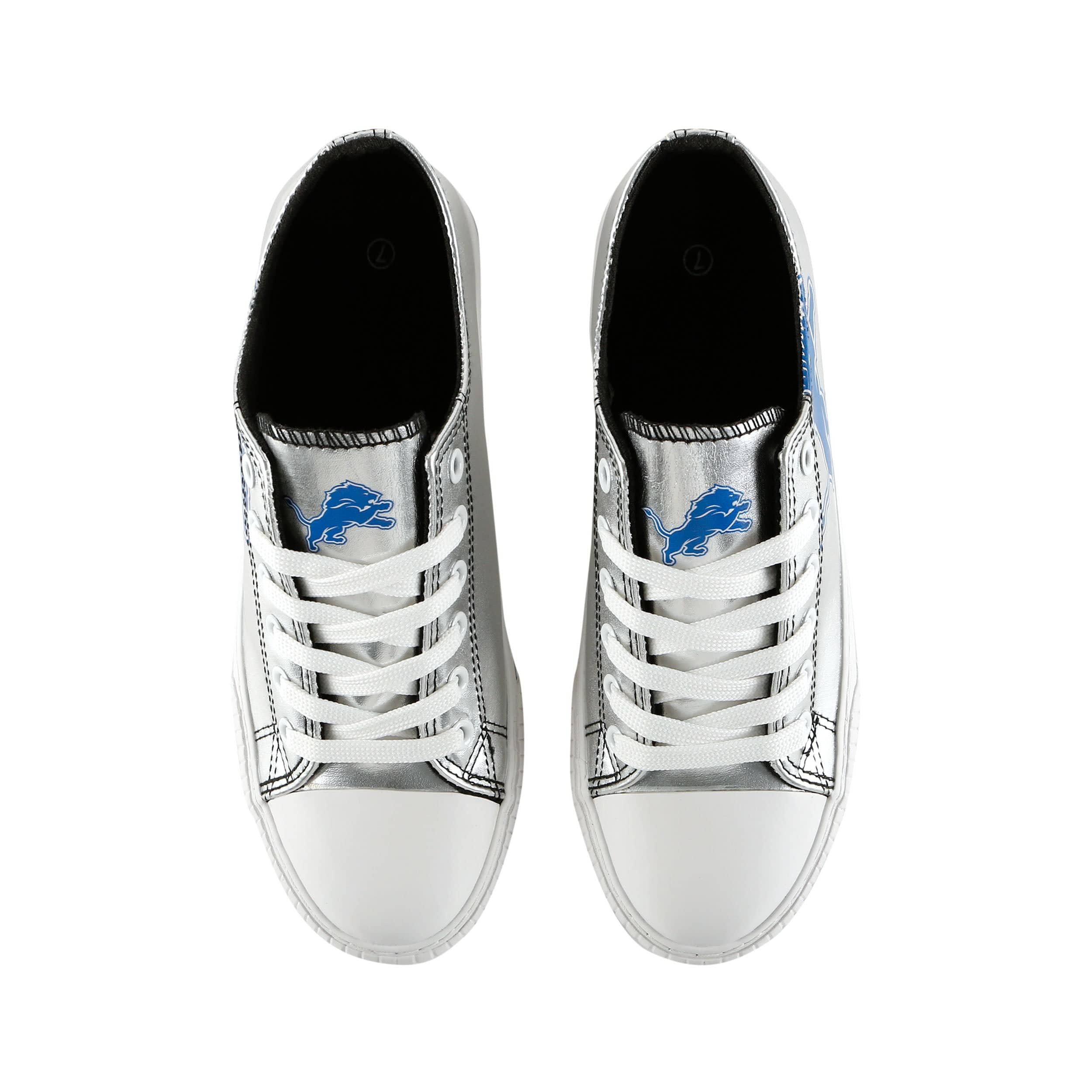Detroit Lions NFL Womens Team Color Metallic Low Top Canvas Shoes - Image 5