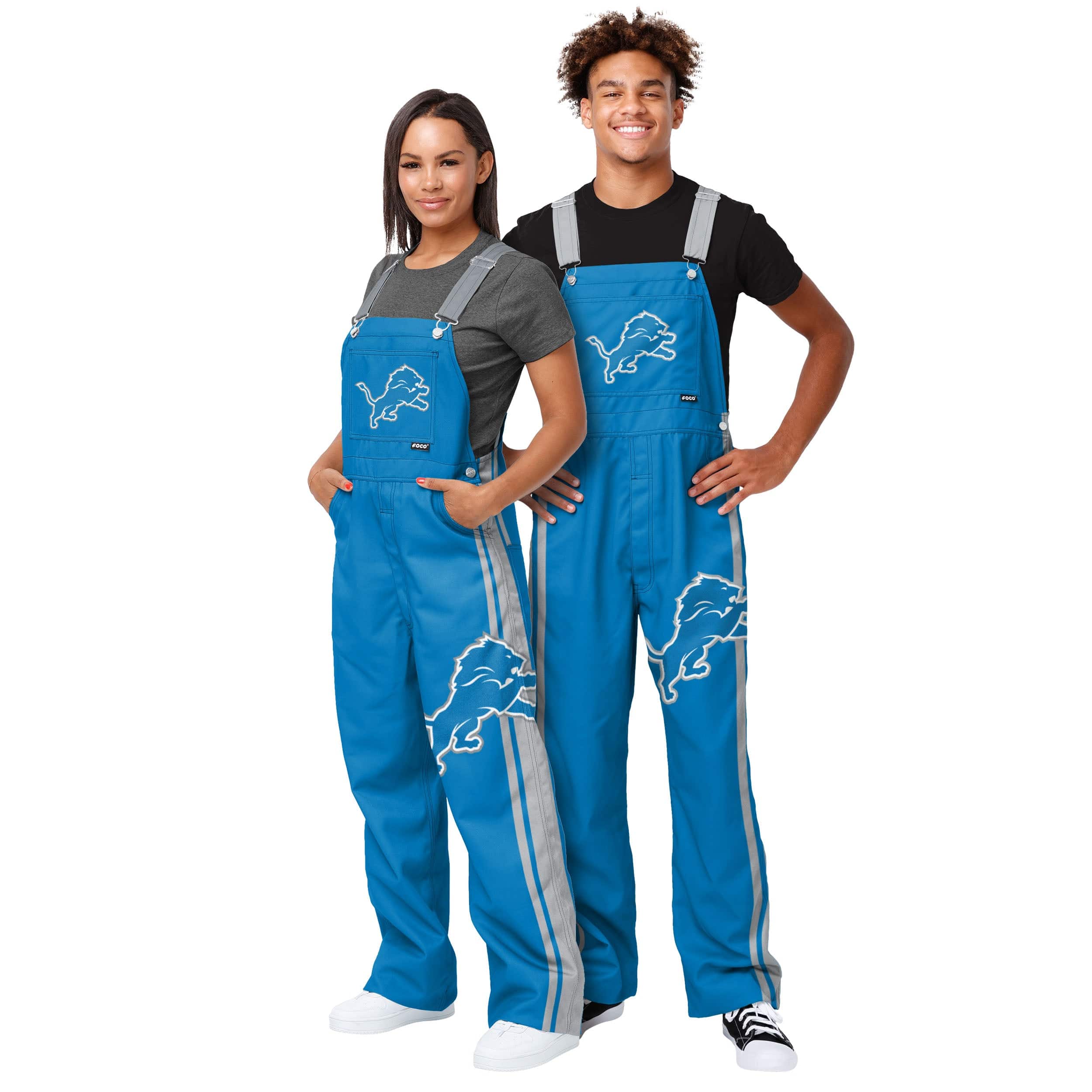 Detroit Lions NFL Womens Team Stripe Bib Overalls - Image 3