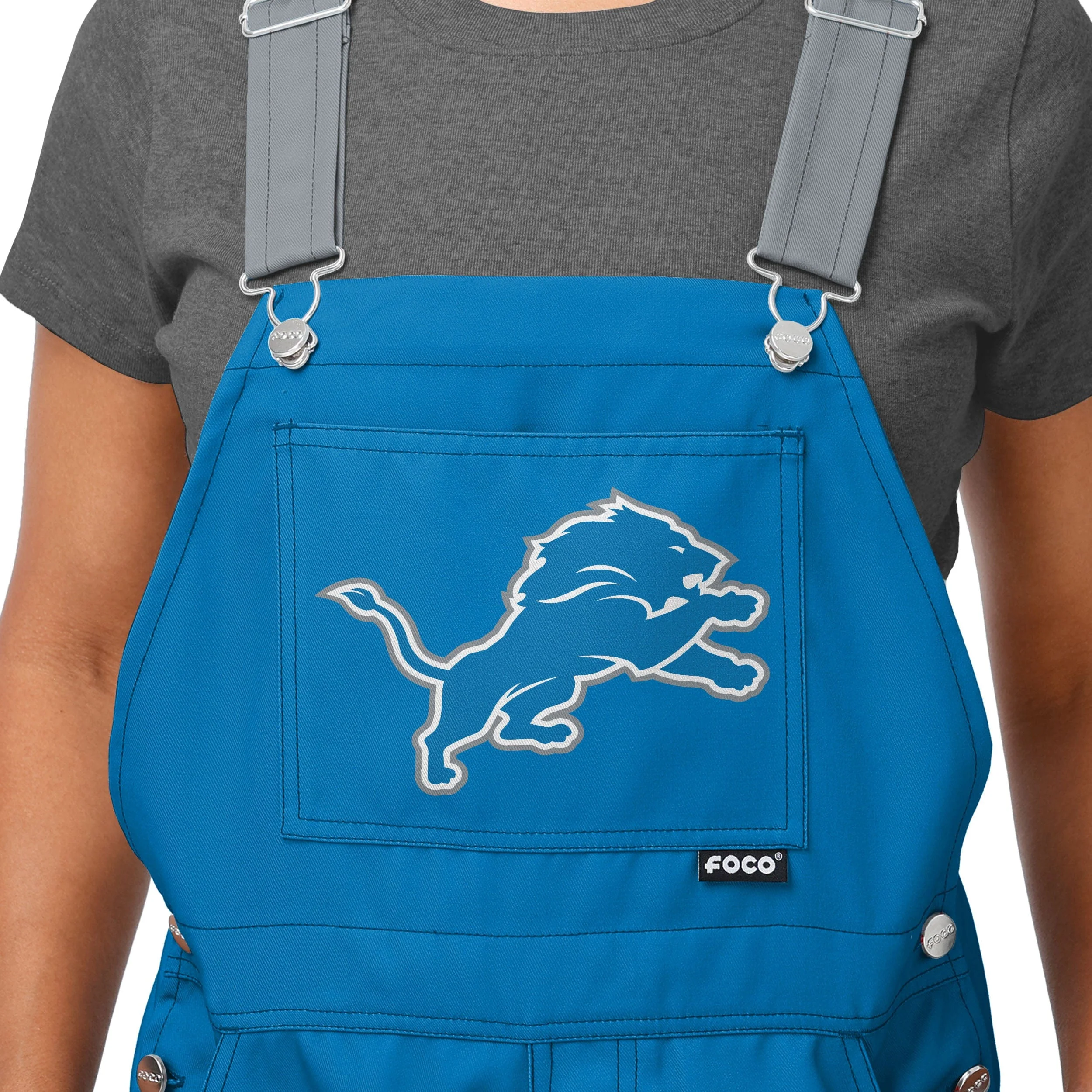 Detroit Lions NFL Womens Team Stripe Bib Overalls - Image 4