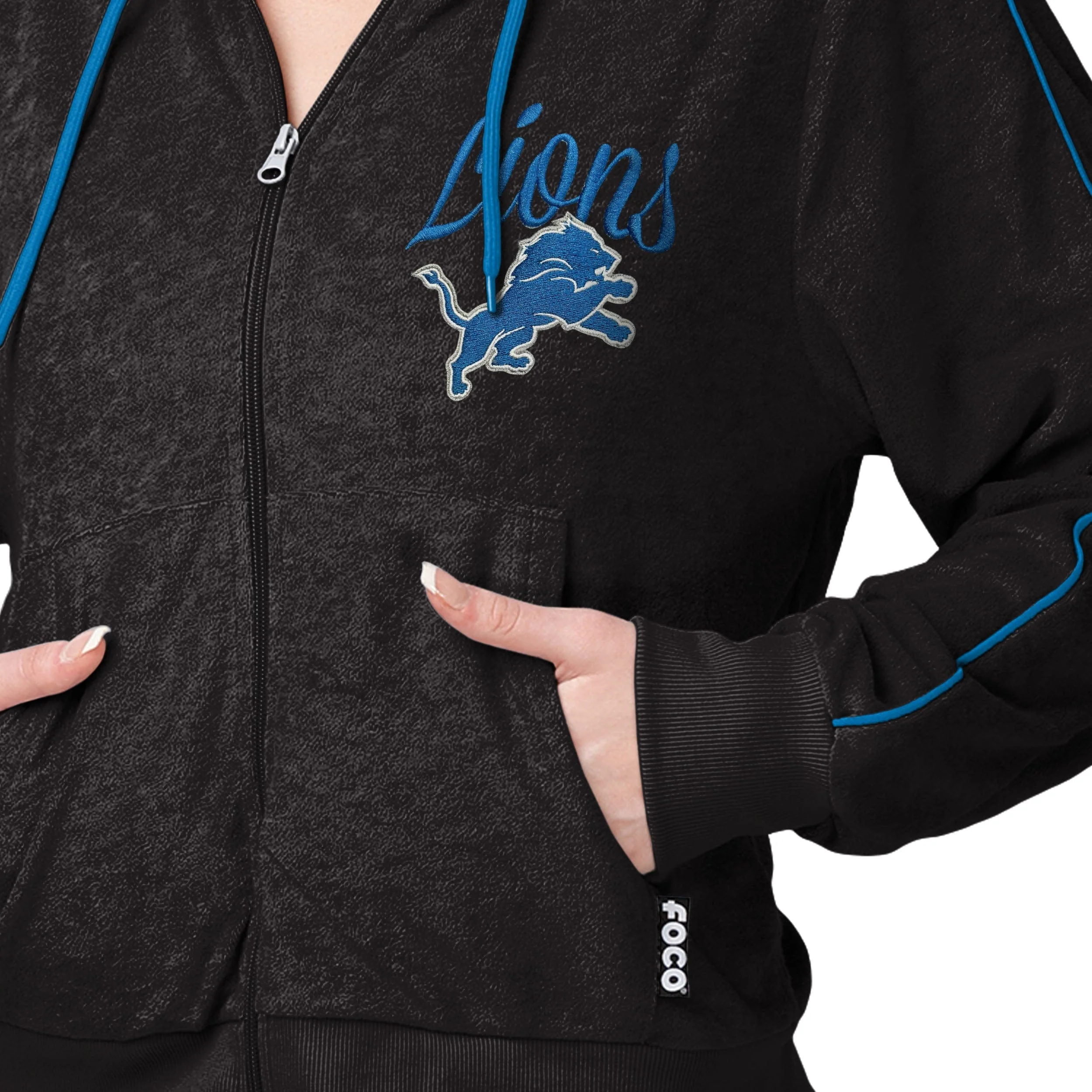 Detroit Lions NFL Womens Terry Knit Zip Up Top - Image 4