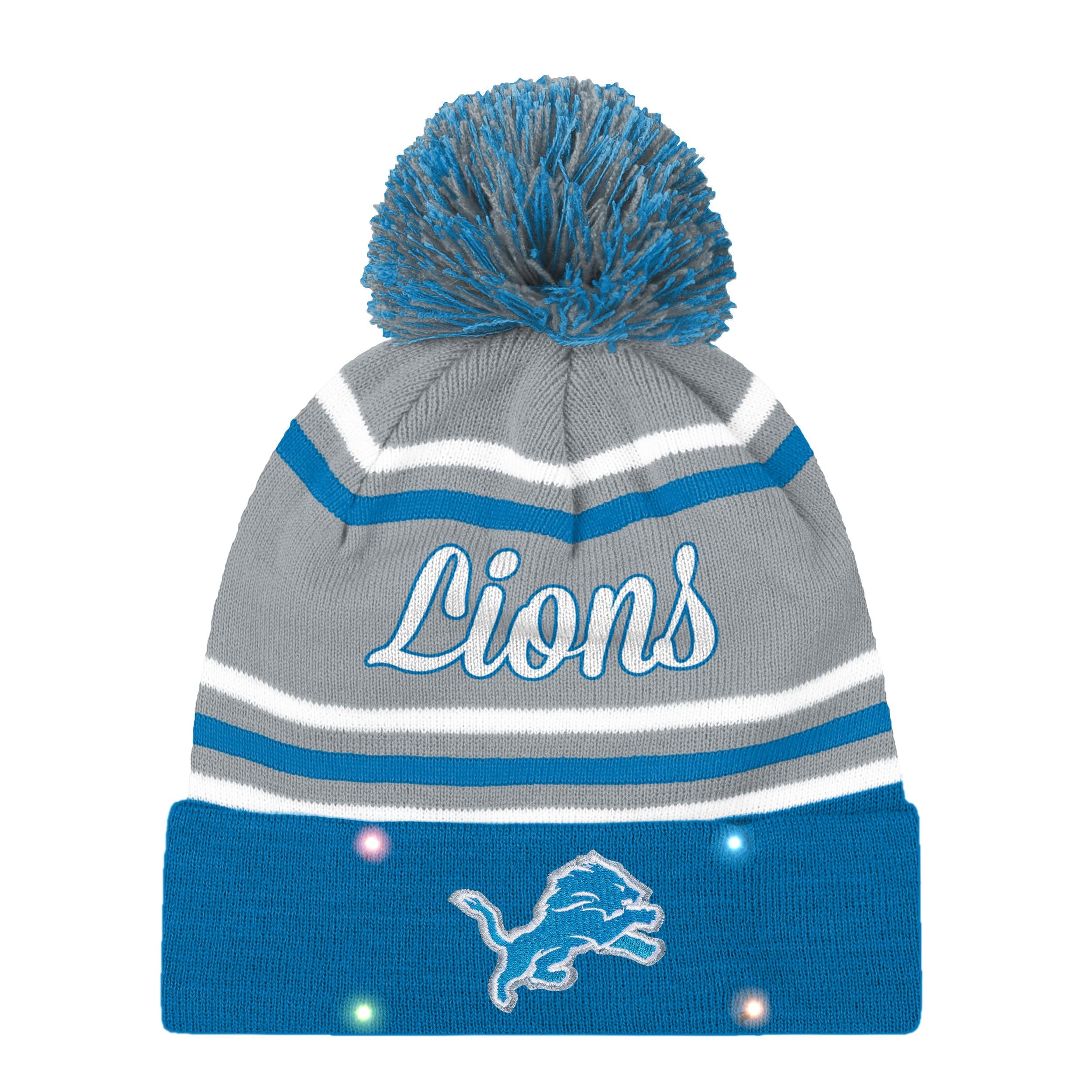 Detroit Lions NFL Womens Wordmark Script Light Up Beanie - Image 2
