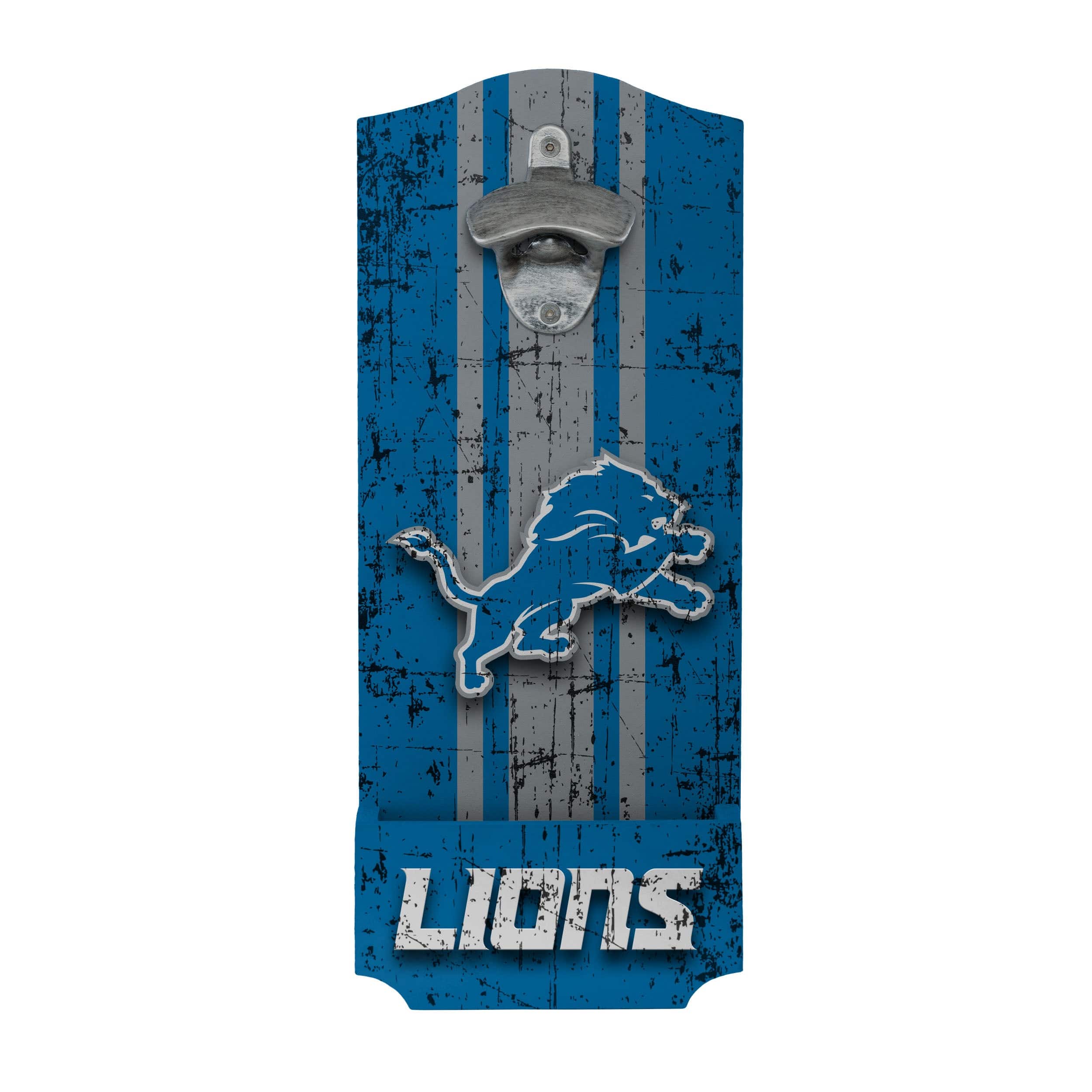 Detroit Lions NFL Wooden Bottle Cap Opener Sign - Image 2
