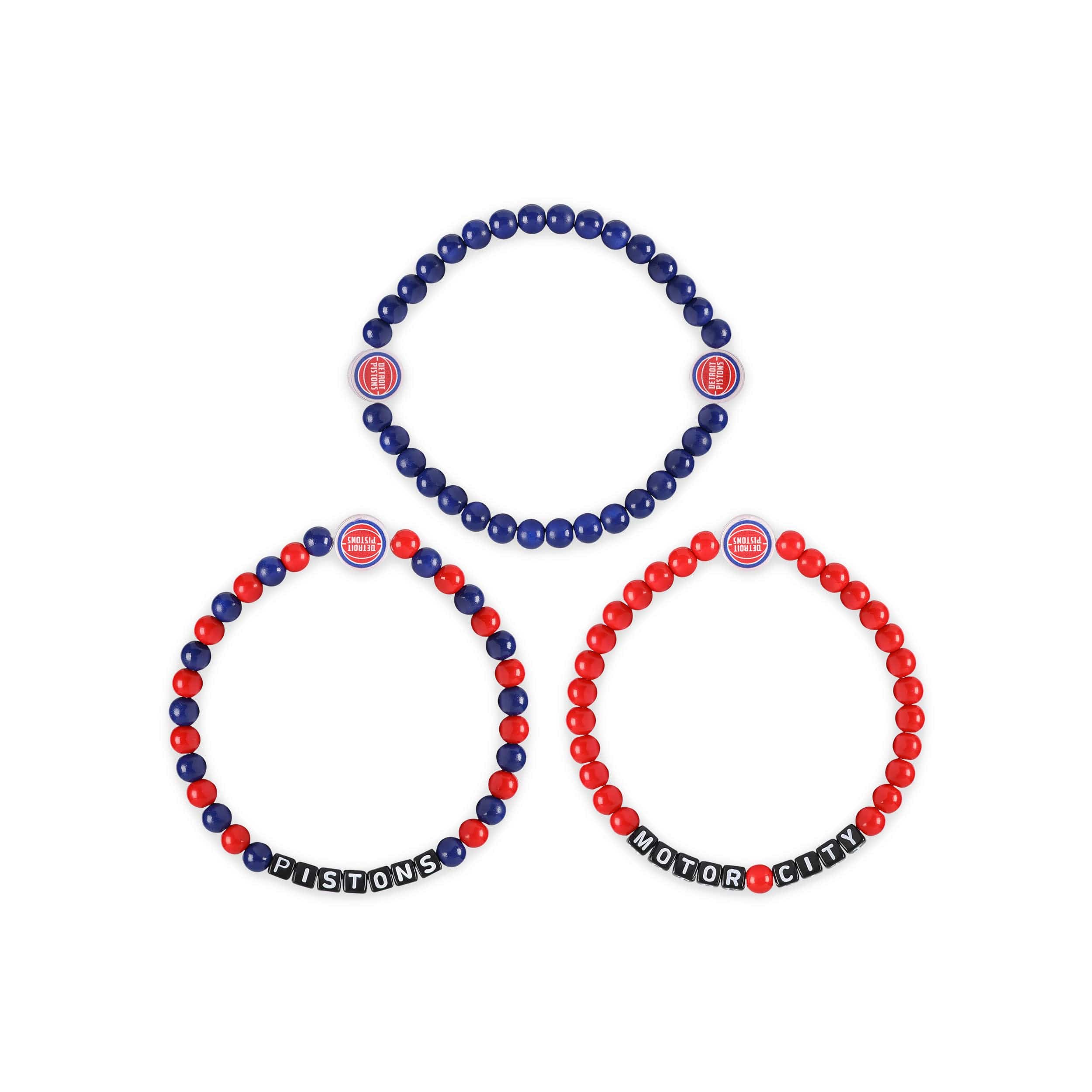 Detroit Pistons NBA 3 Pack Beaded Friendship Bracelet - Image 3