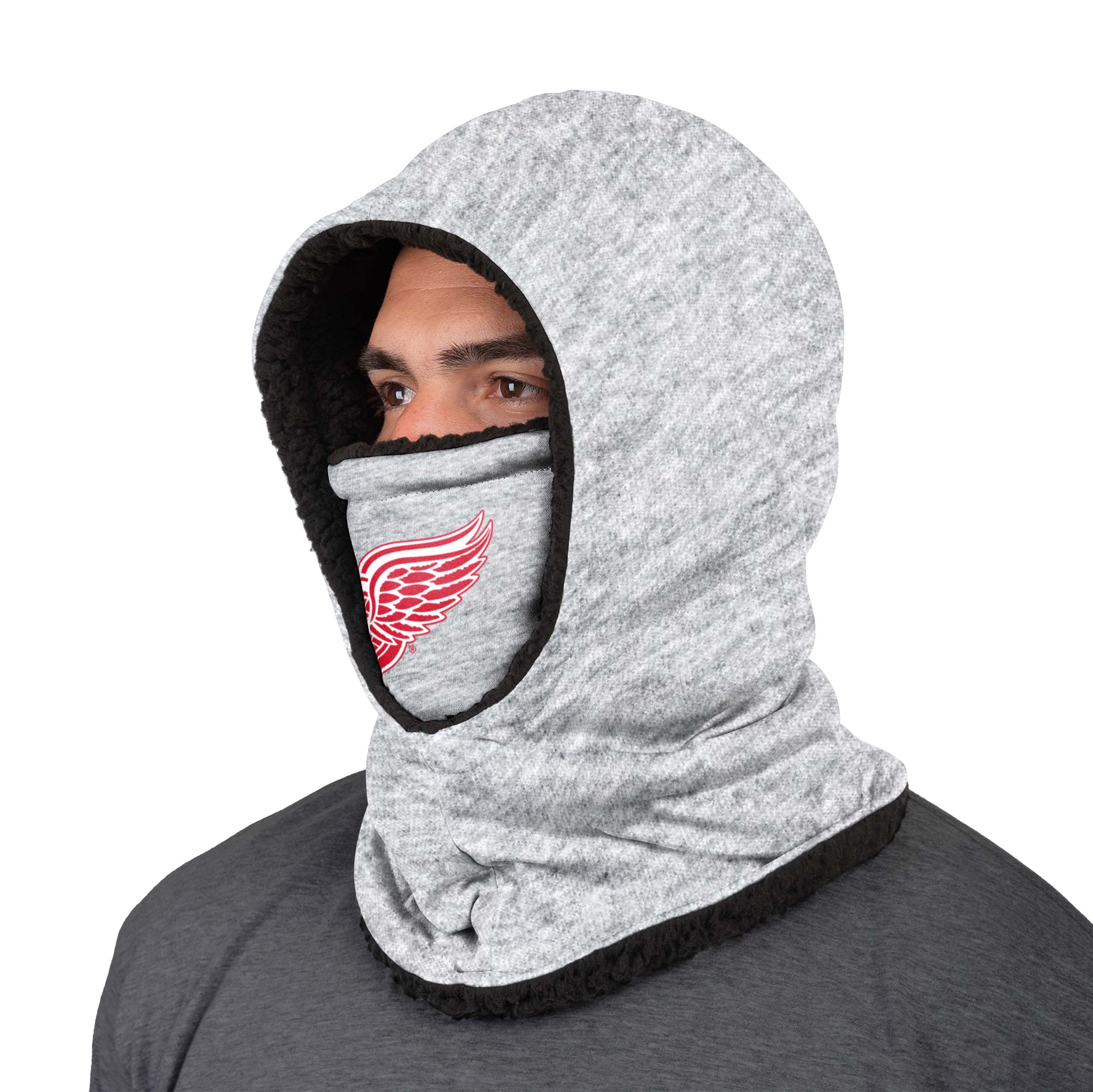 Detroit Red Wings NHL Heather Grey Big Logo Hooded Gaiter - Image 2