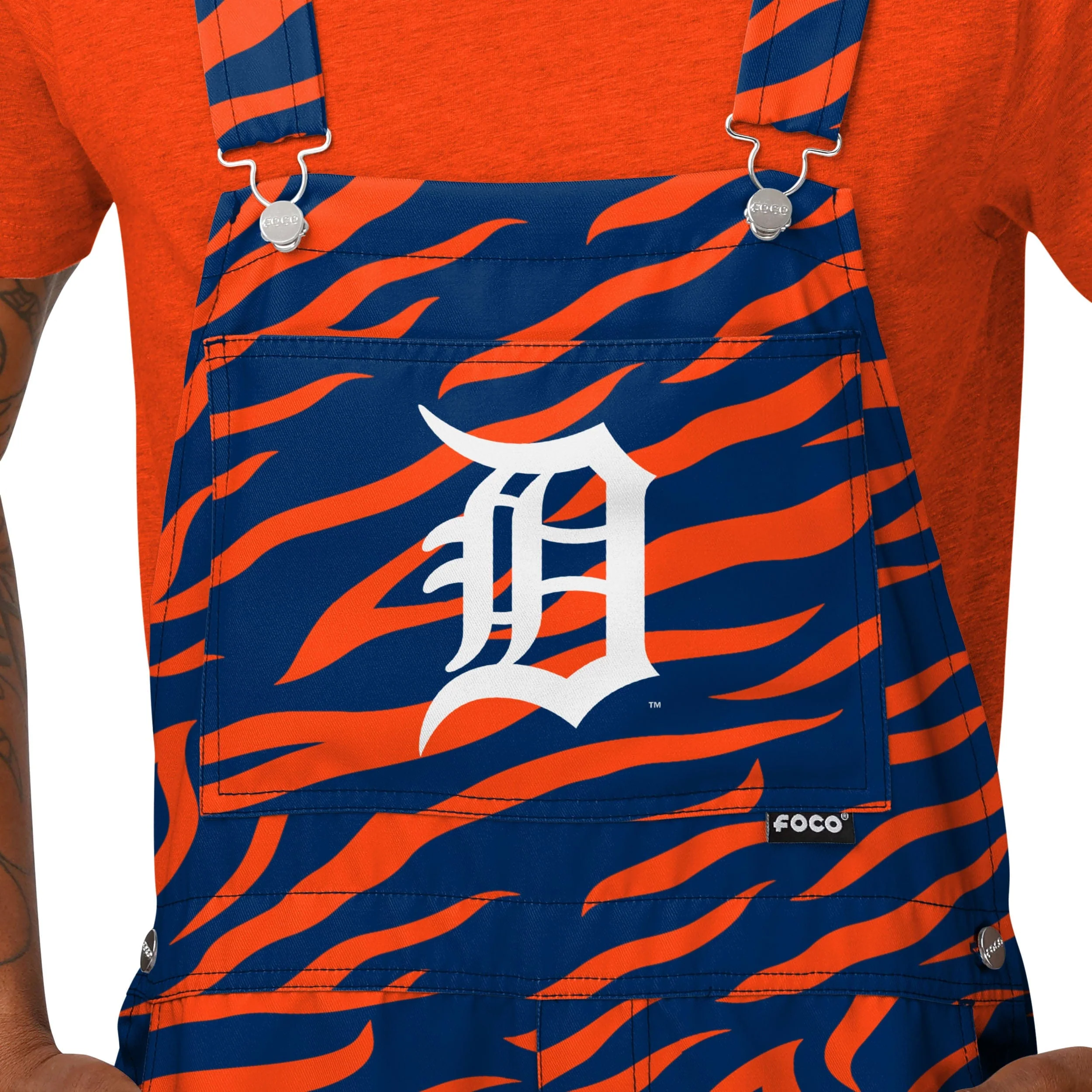 Detroit Tigers MLB Mens Tiger Stripe Thematic Bib Shortalls - Image 4