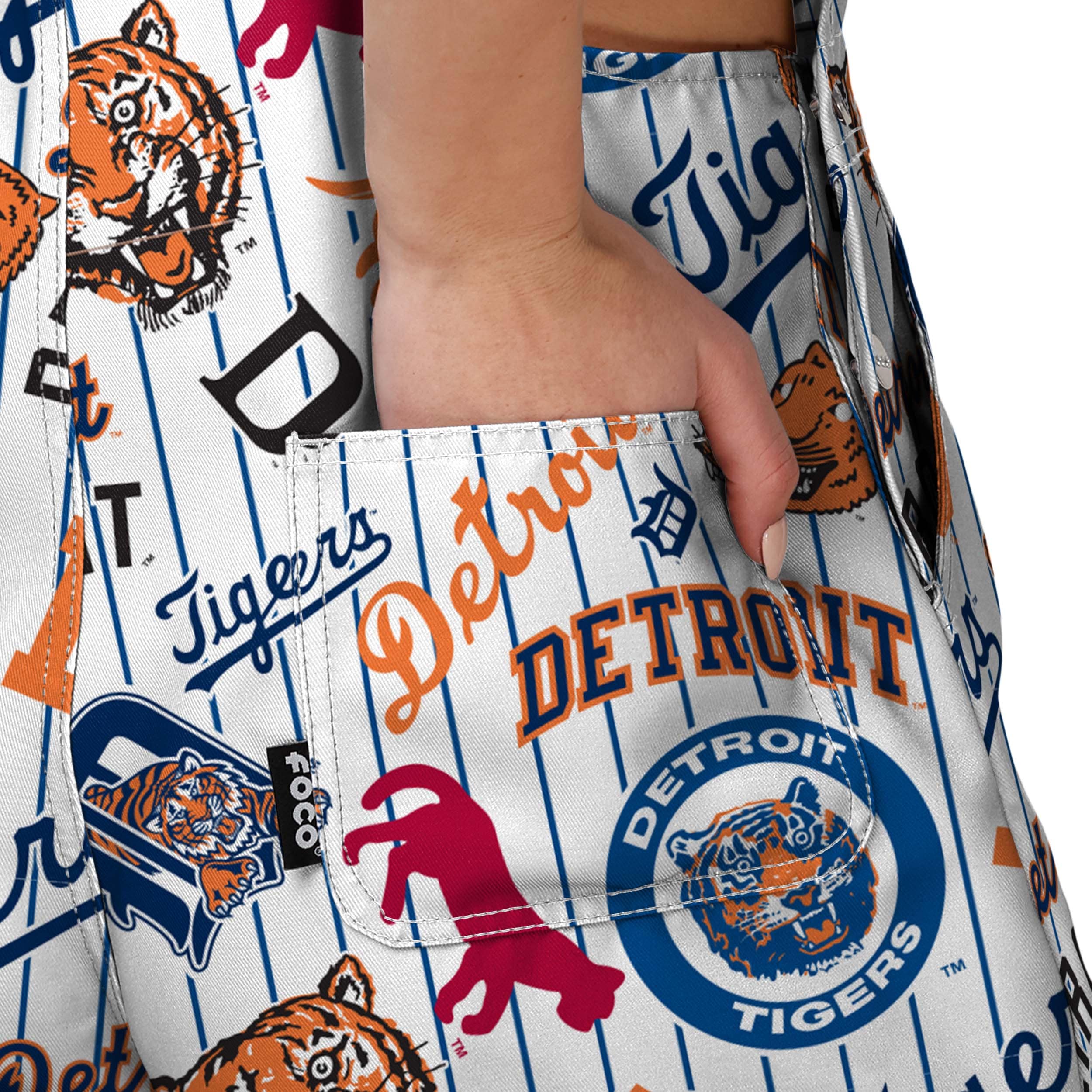 Detroit Tigers MLB Womens Historic Print Bib Shortalls - Image 6