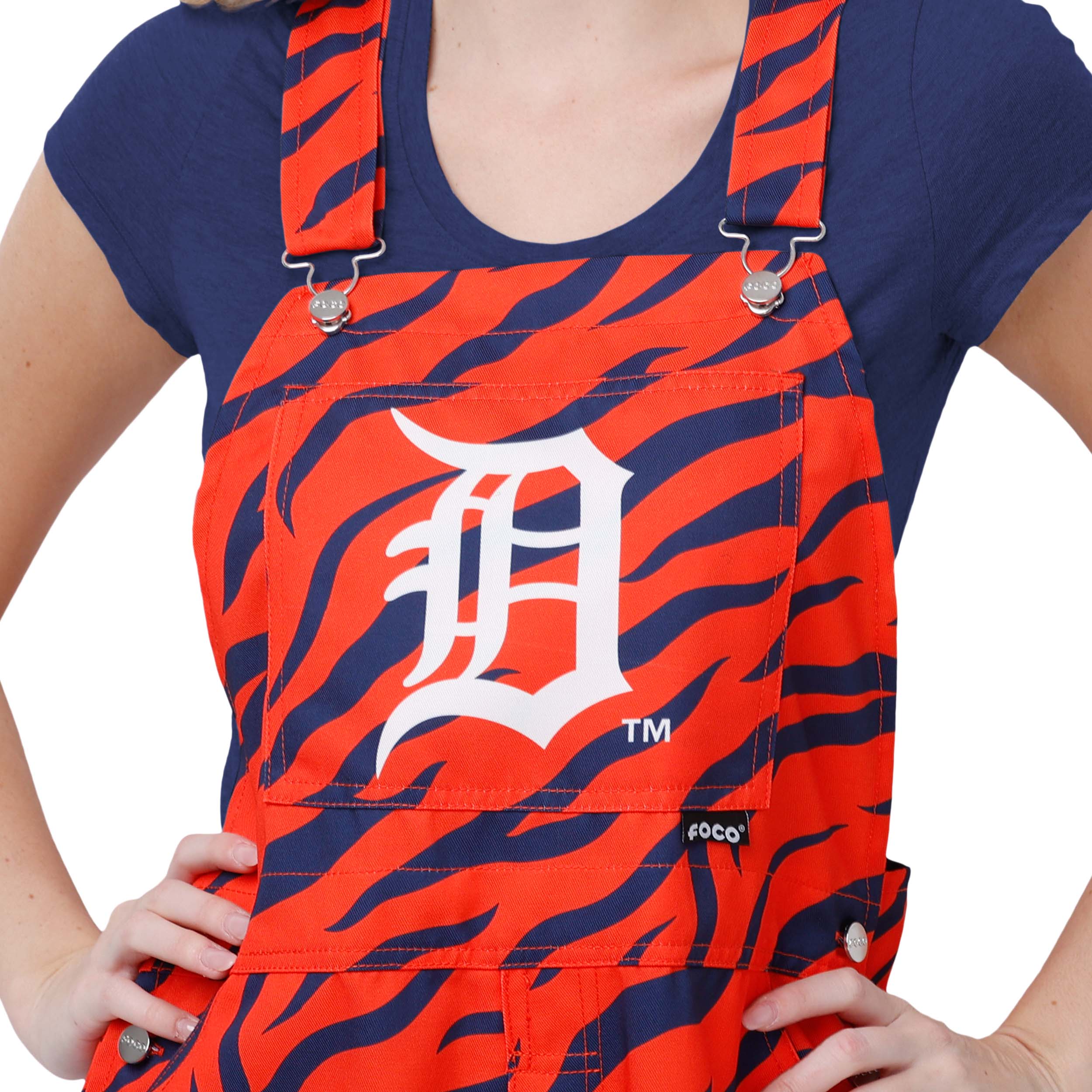 Detroit Tigers MLB Womens Tiger Stripe Thematic Bib Overalls - Image 4