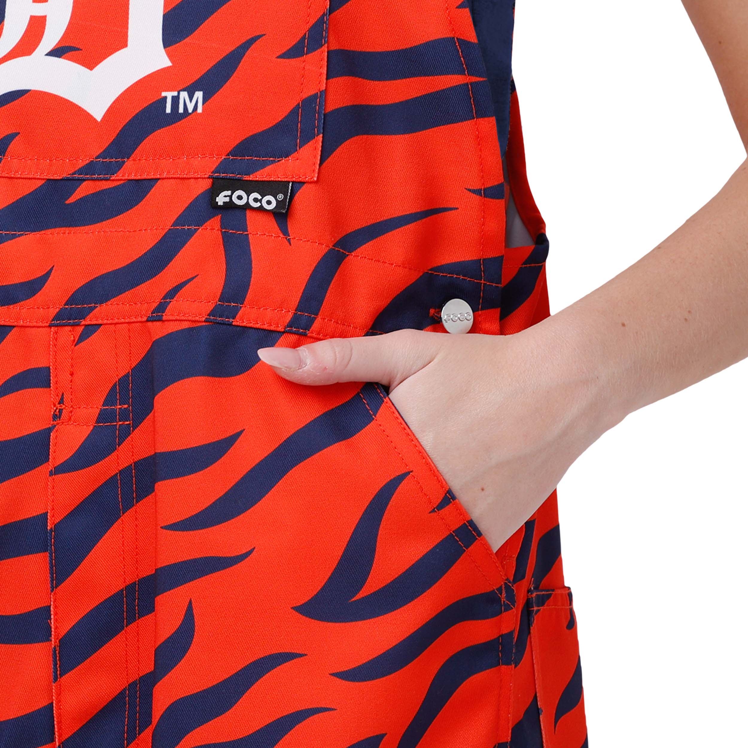 Detroit Tigers MLB Womens Tiger Stripe Thematic Bib Overalls - Image 5