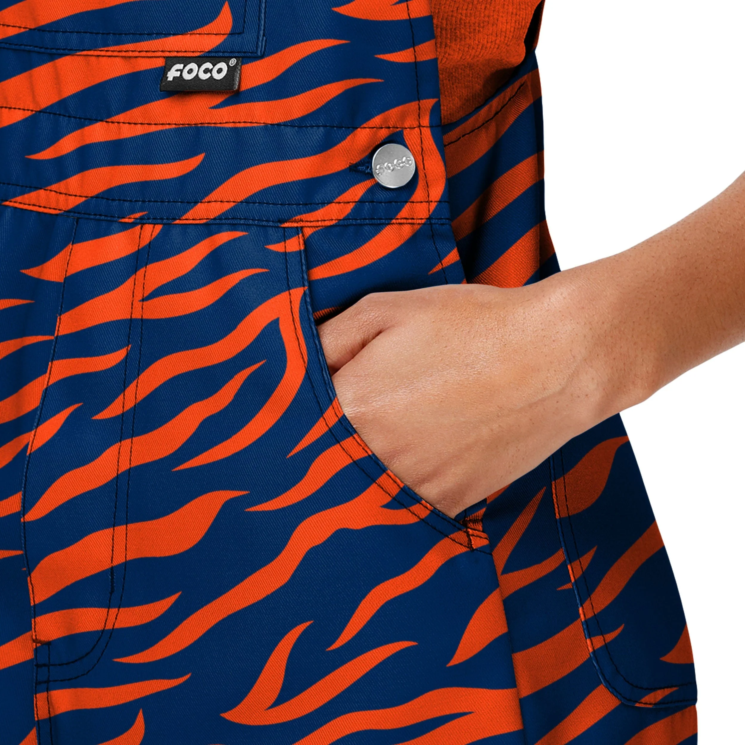 Detroit Tigers MLB Womens Tiger Stripe Thematic Bib Shortalls - Image 5