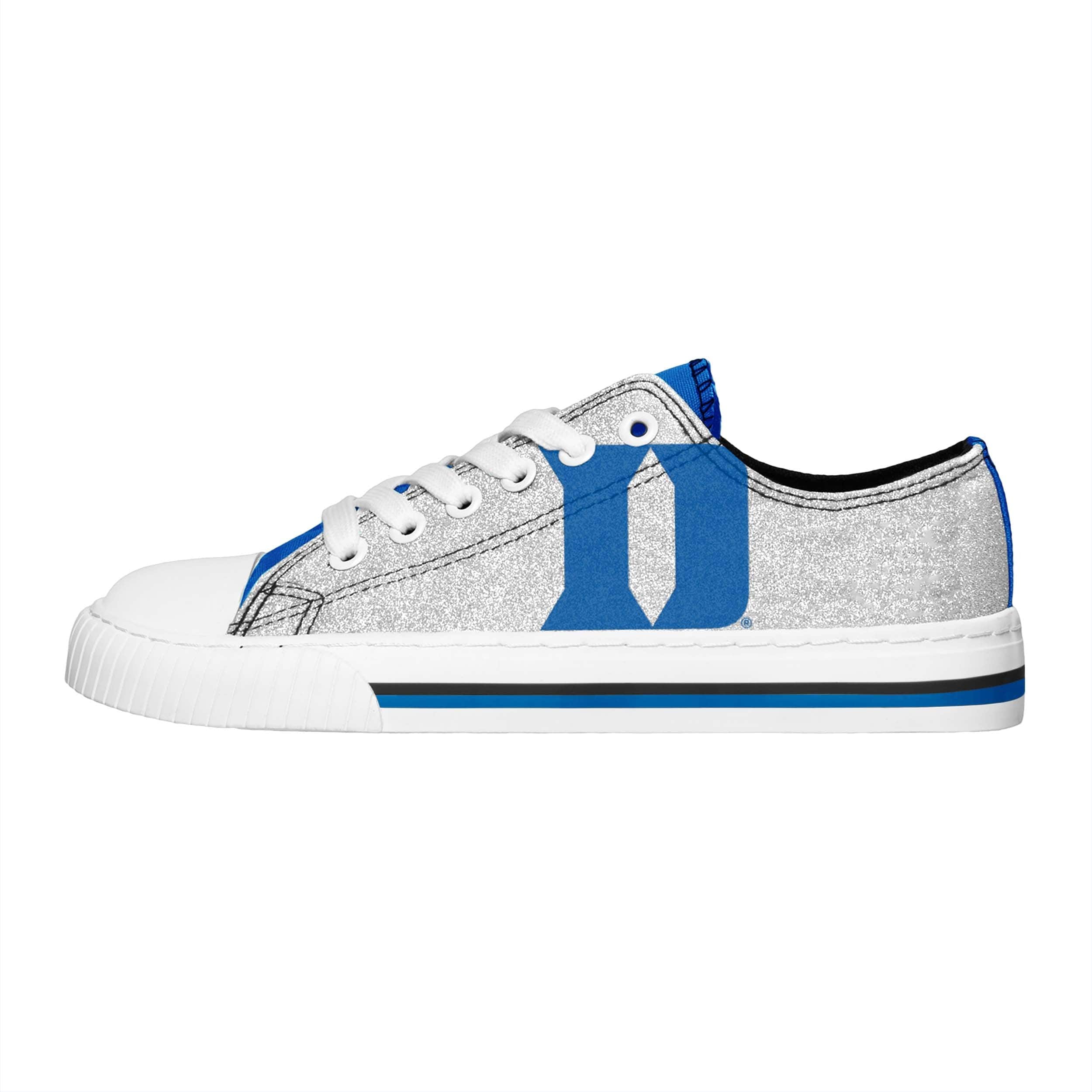 Duke Blue Devils NCAA Womens Glitter Low Top Canvas Shoe - Image 2