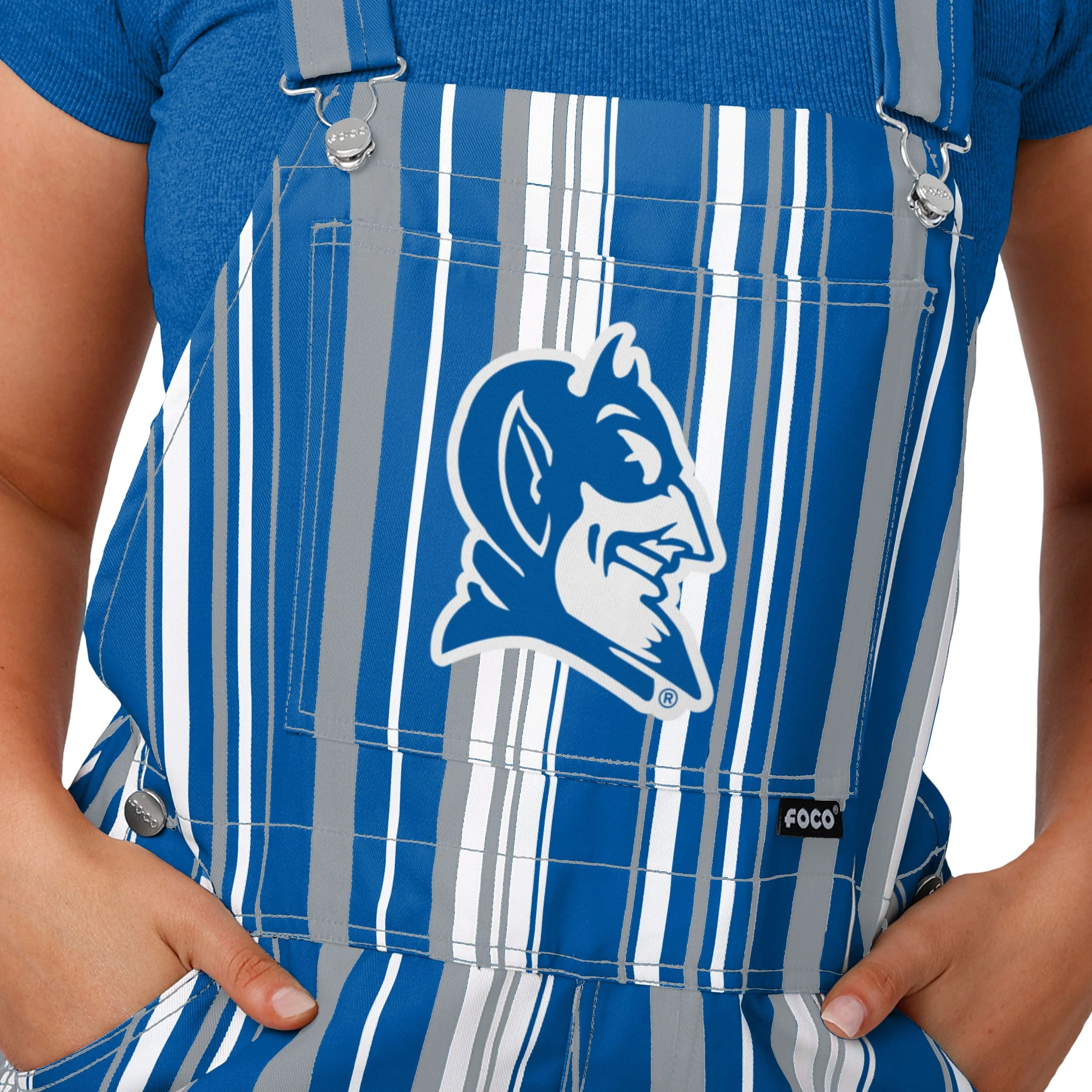 Duke Blue Devils NCAA Womens Hyper Stripe Bib Overalls - Image 4
