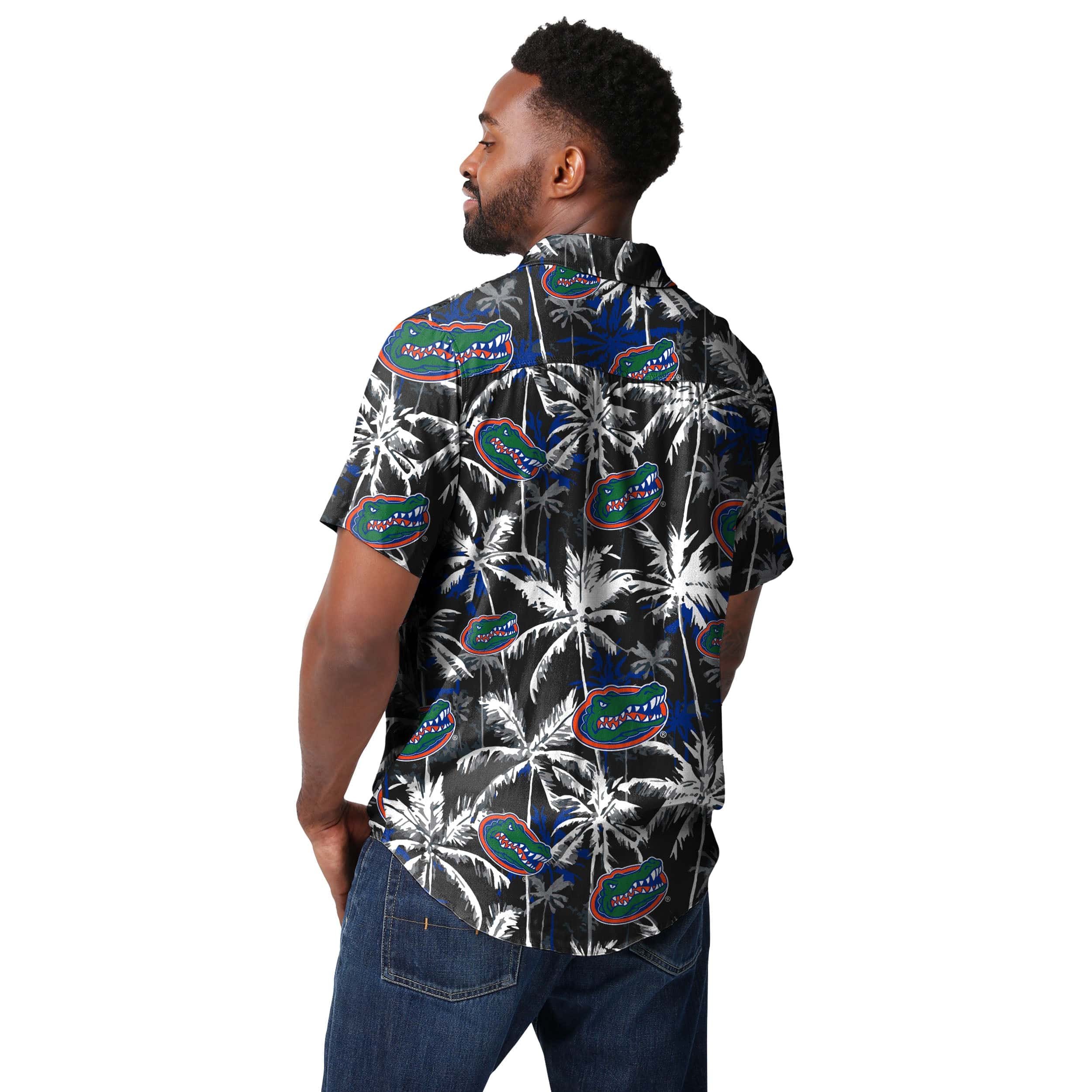 Florida Gators NCAA Mens Black Floral Button Up Shirt - Image 3